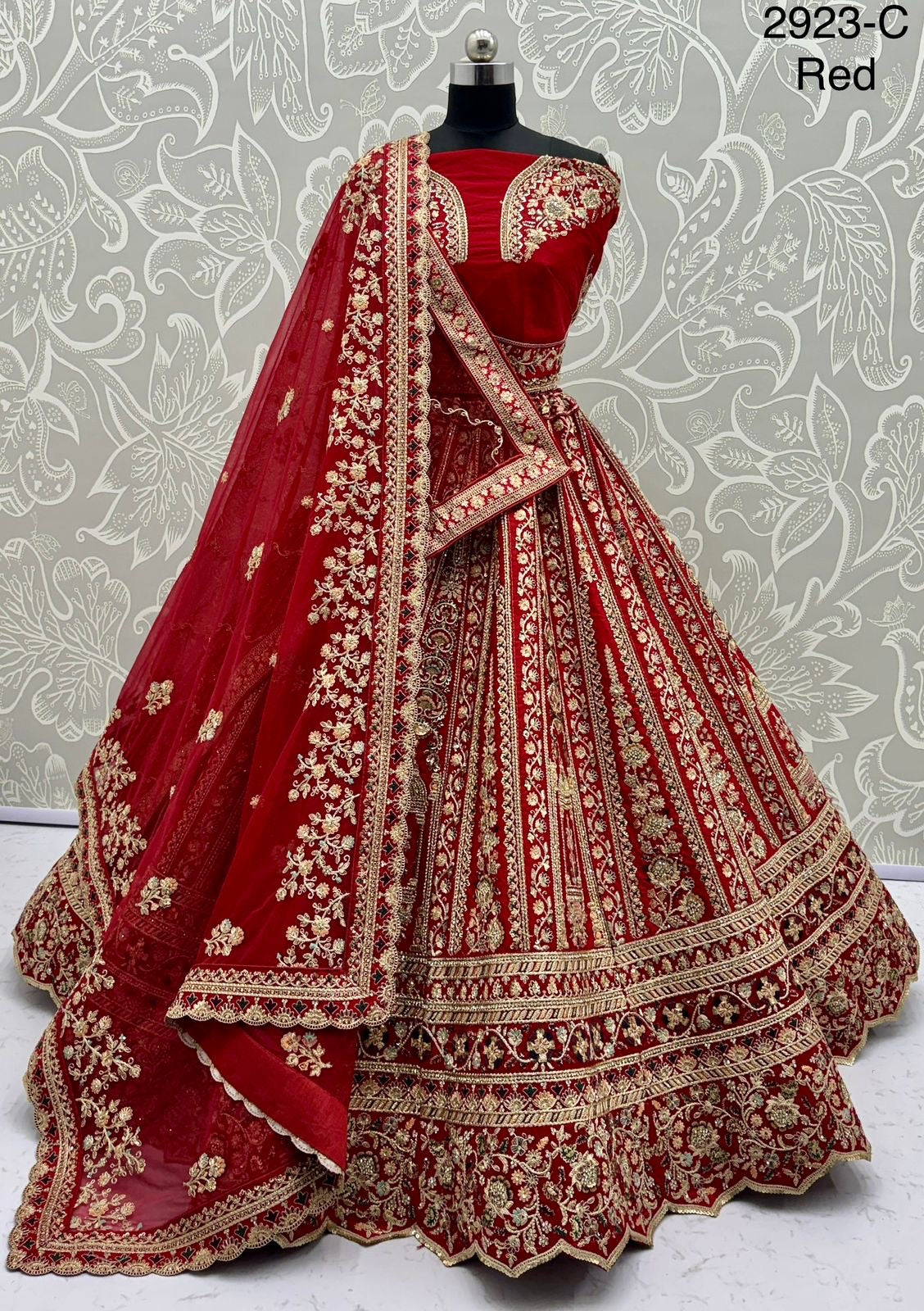 Heavy Bridal Lehenga – Double Dupatta Cadbury Silk Designer Ensemble | Code: 2923