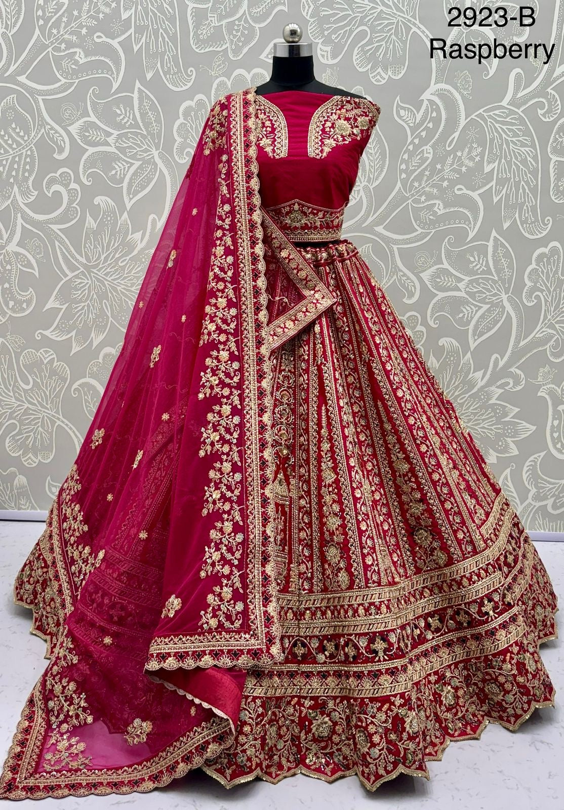 Heavy Bridal Lehenga – Double Dupatta Cadbury Silk Designer Ensemble | Code: 2923