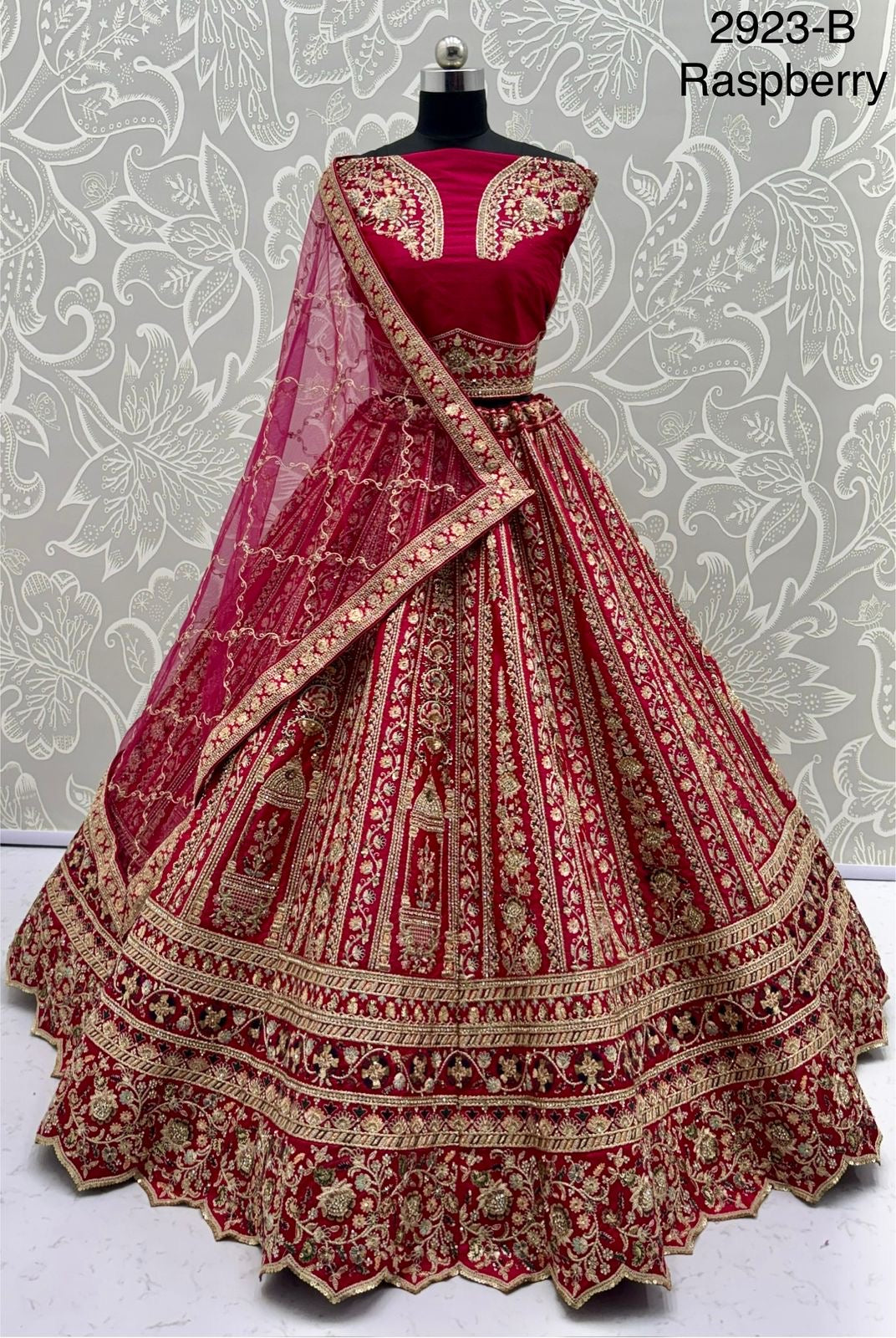 Heavy Bridal Lehenga – Double Dupatta Cadbury Silk Designer Ensemble | Code: 2923