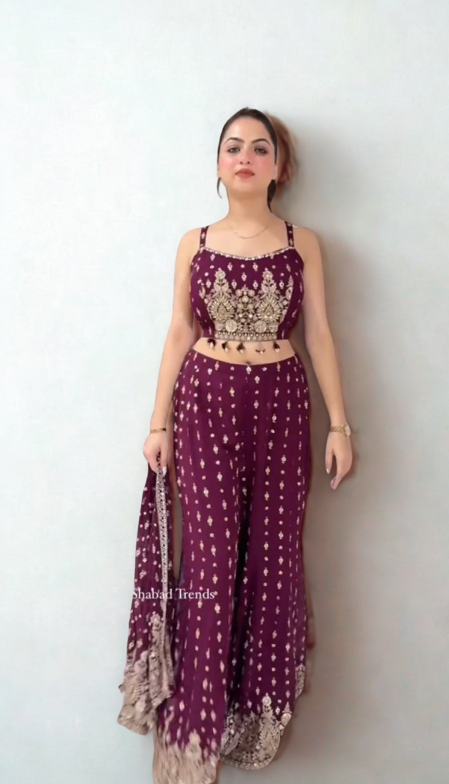 Maroon Party Wear Koti Suit Set with Sequence Work