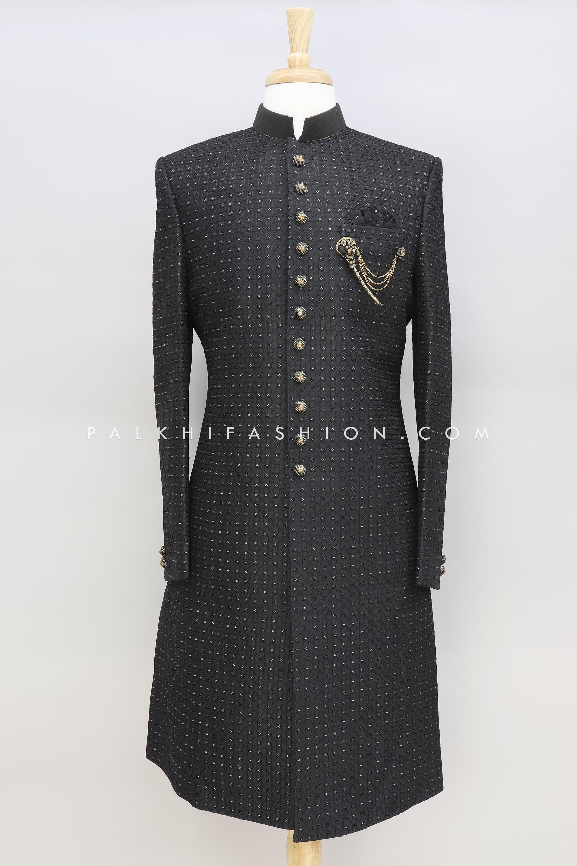 Black Indo-Western Adorned With Chikankari and Sequin Embroidery