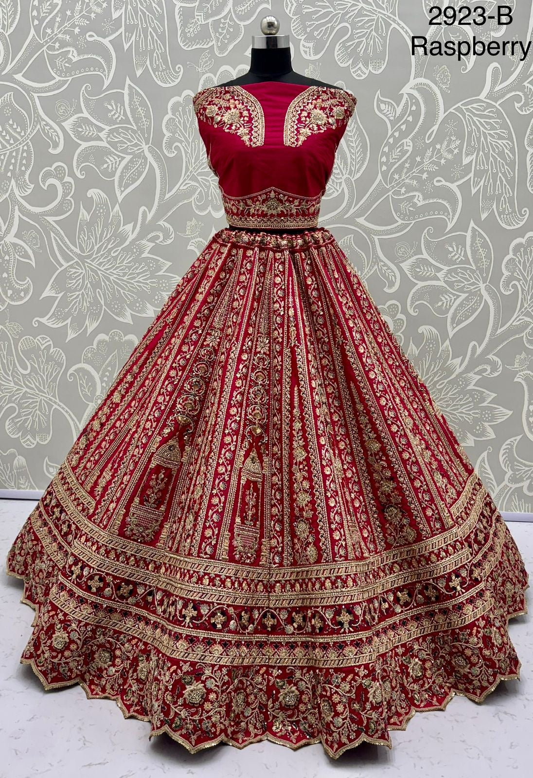 Heavy Bridal Lehenga – Double Dupatta Cadbury Silk Designer Ensemble | Code: 2923