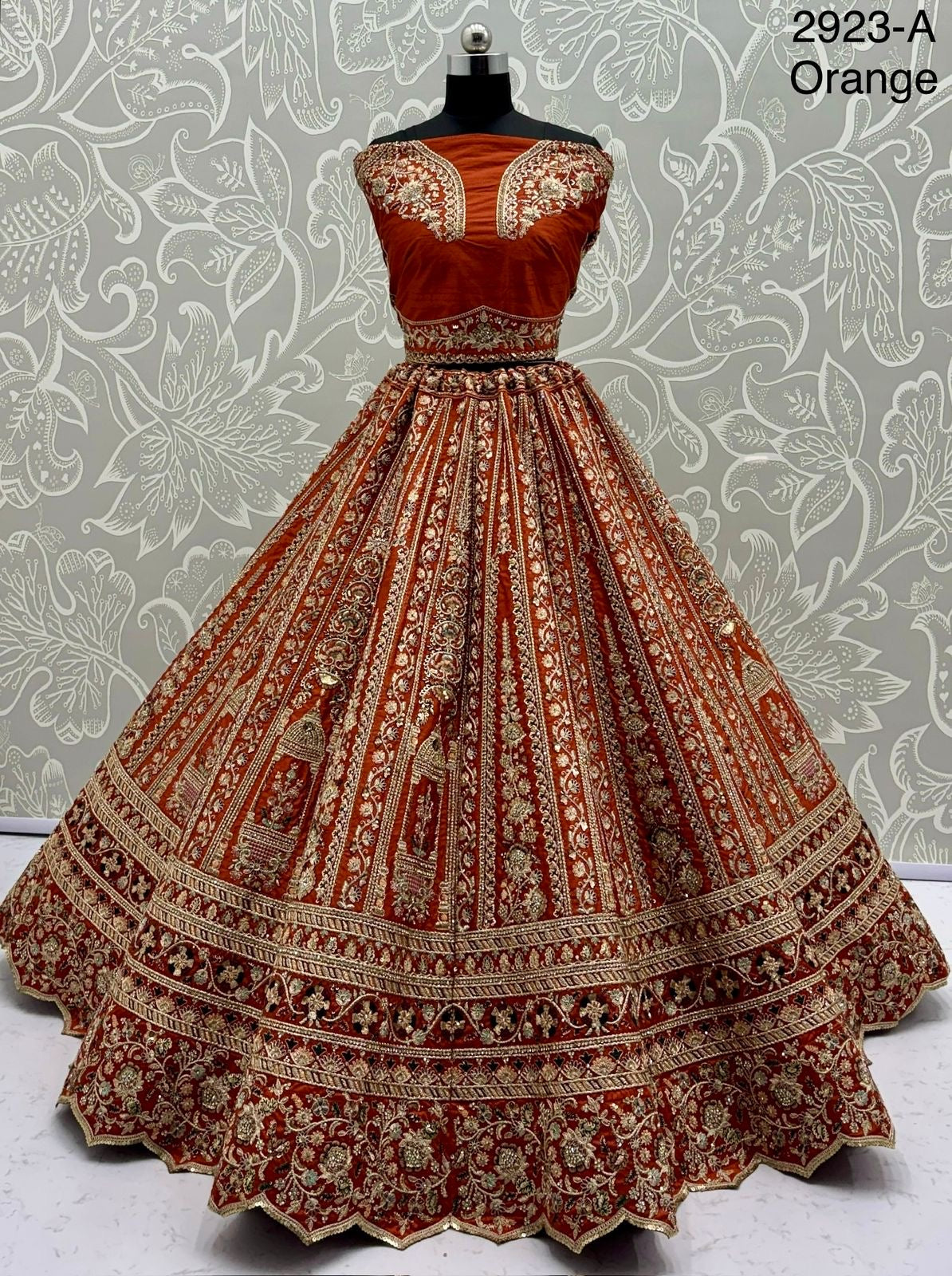 Heavy Bridal Lehenga – Double Dupatta Cadbury Silk Designer Ensemble | Code: 2923