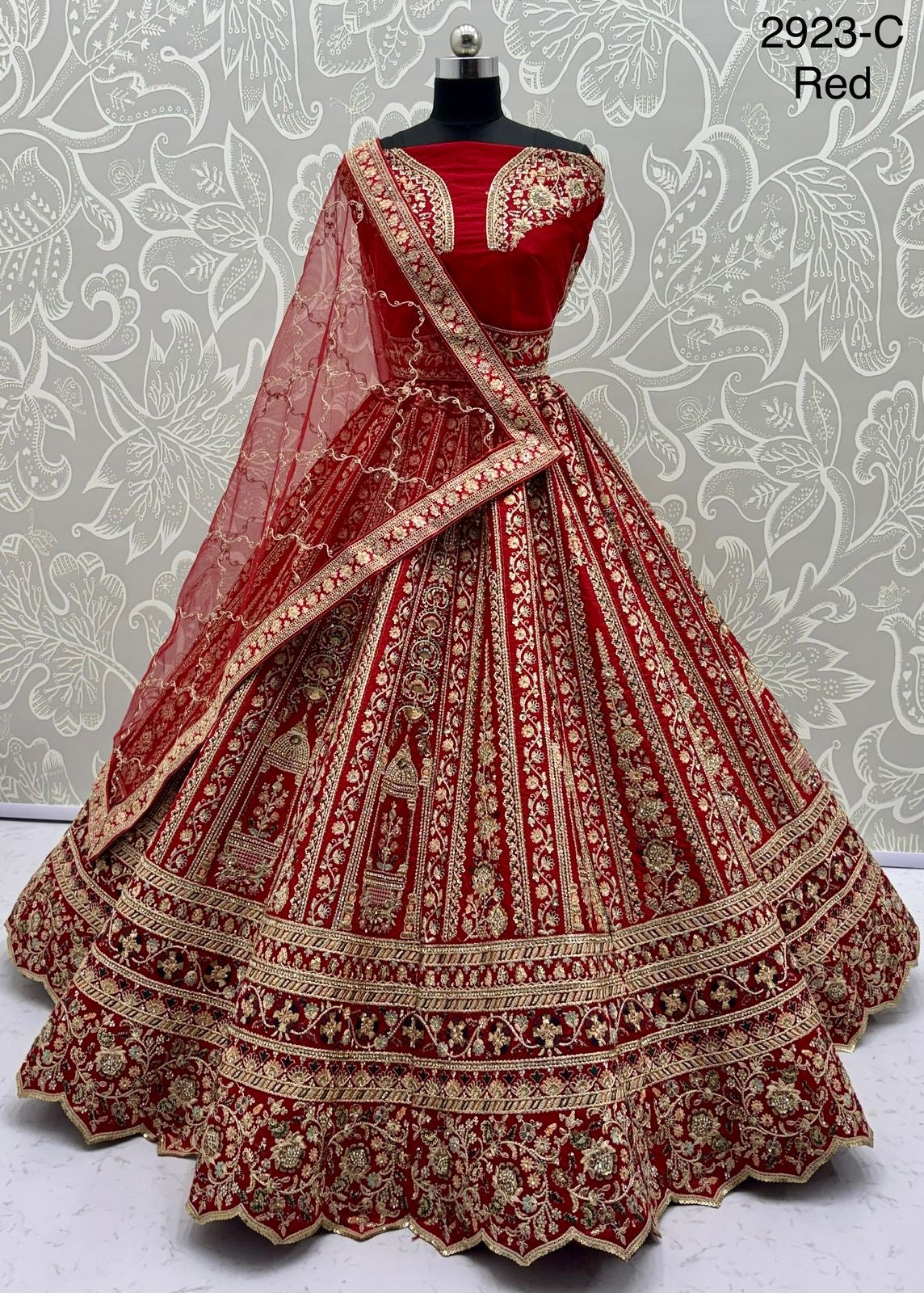 Heavy Bridal Lehenga – Double Dupatta Cadbury Silk Designer Ensemble | Code: 2923