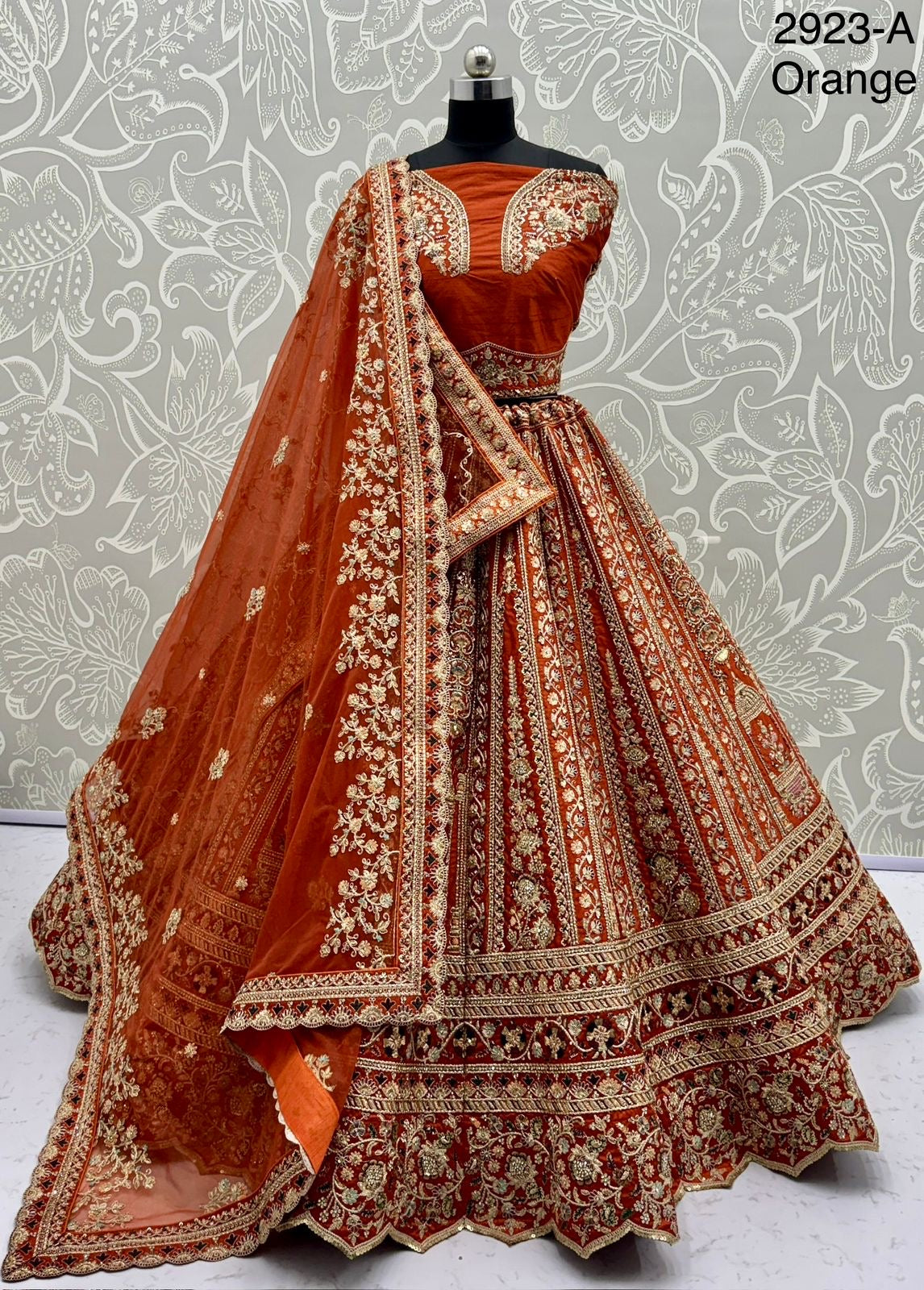 Heavy Bridal Lehenga – Double Dupatta Cadbury Silk Designer Ensemble | Code: 2923