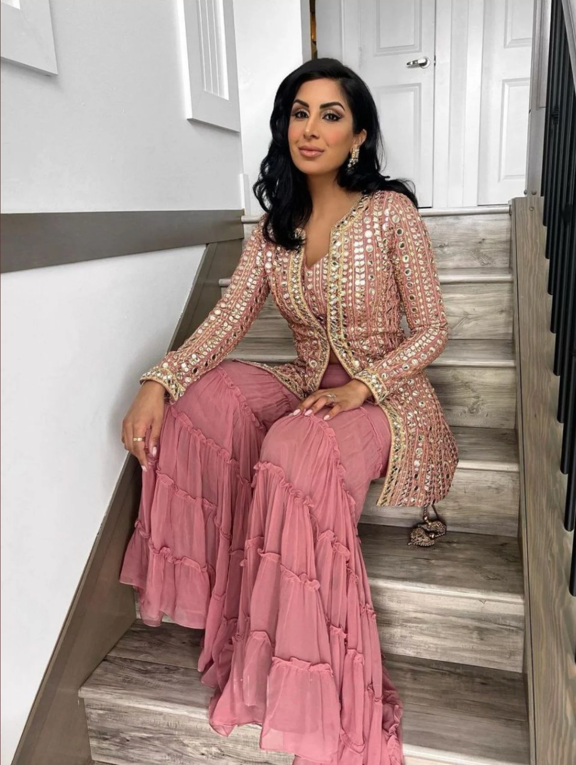 Party Wear Light Pink Fox Georgette Sarara Set