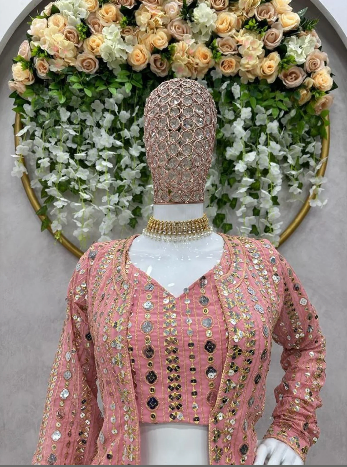 Party Wear Light Pink Fox Georgette Sarara Set