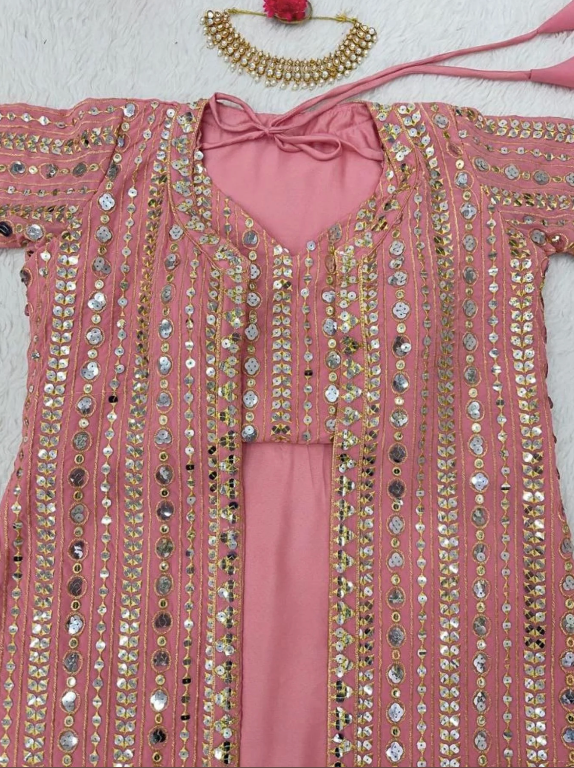 Party Wear Light Pink Fox Georgette Sarara Set