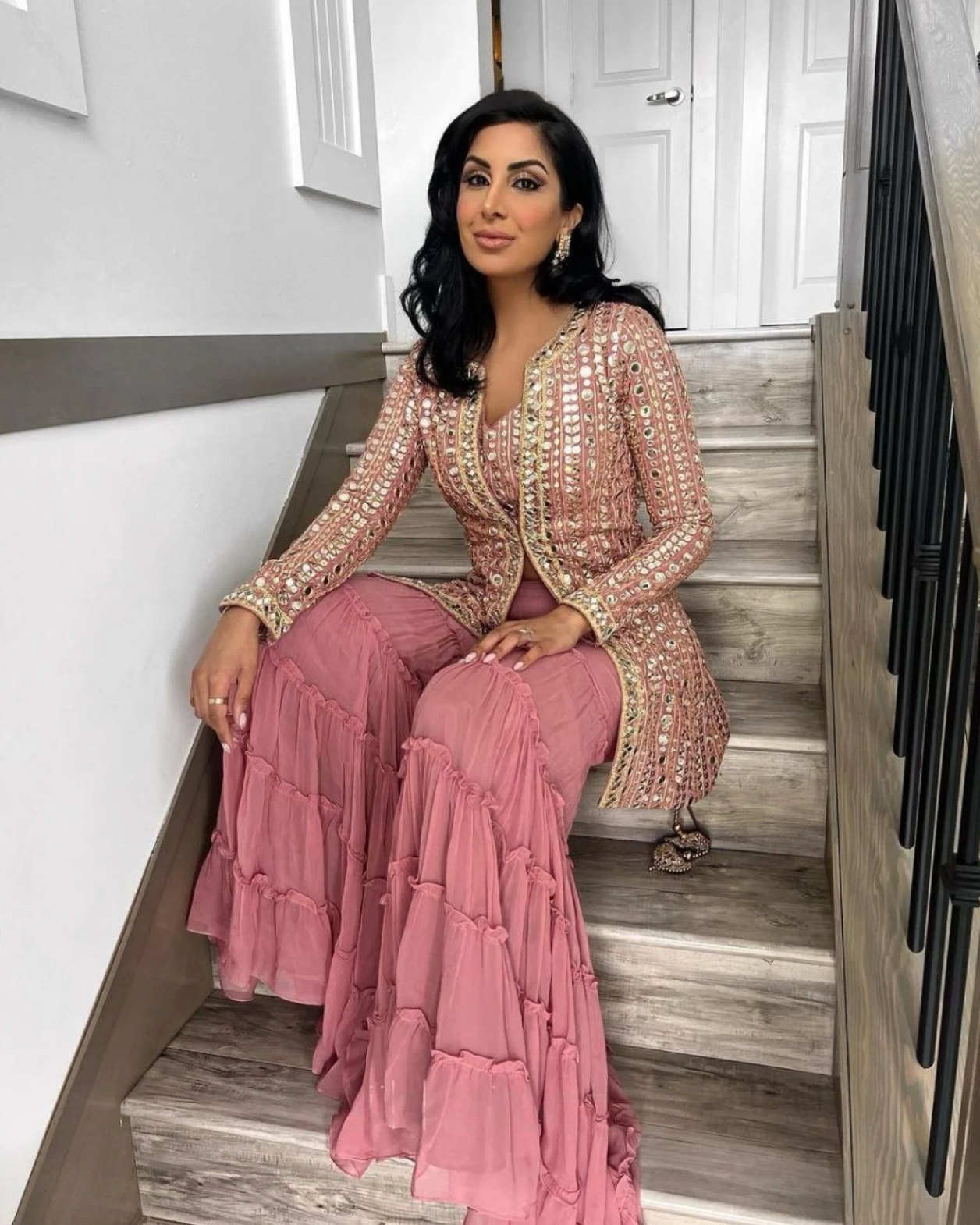 Party Wear Light Pink Fox Georgette Sarara Set
