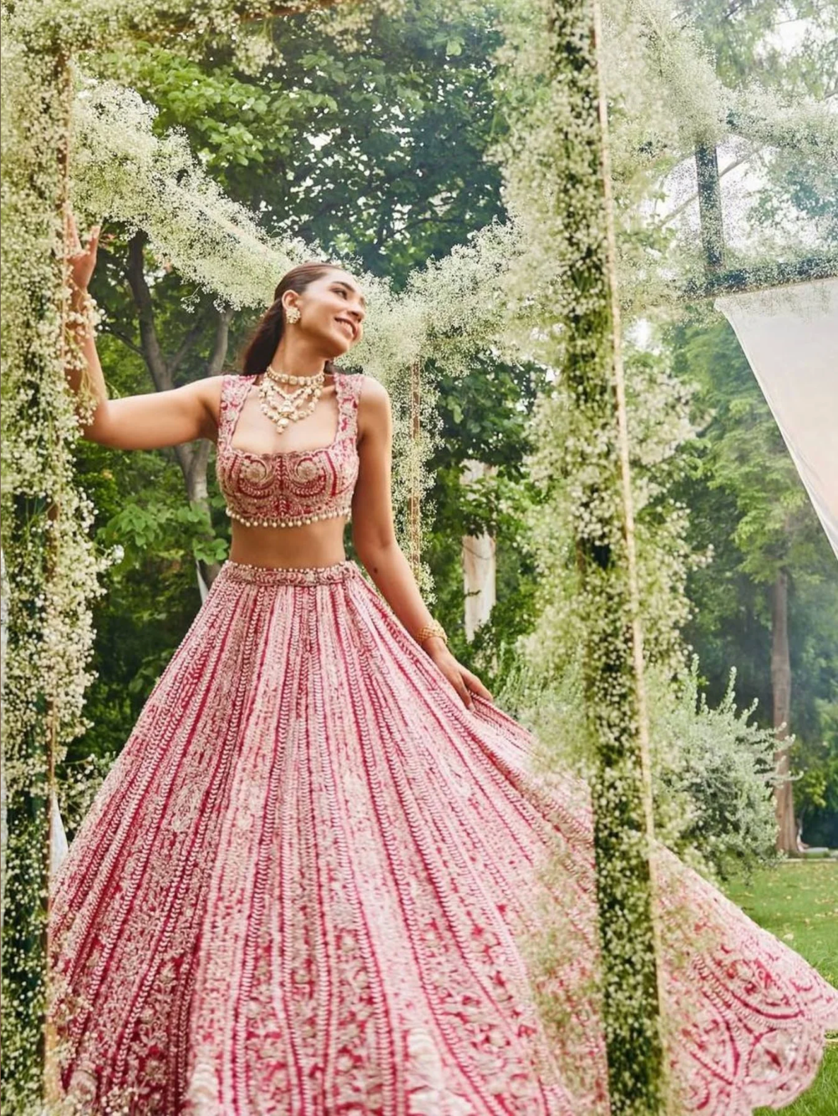 Red Trendy Designer Georgette Lehenga Choli Set Heavy Sequence & Embroidery Work With Dupatta