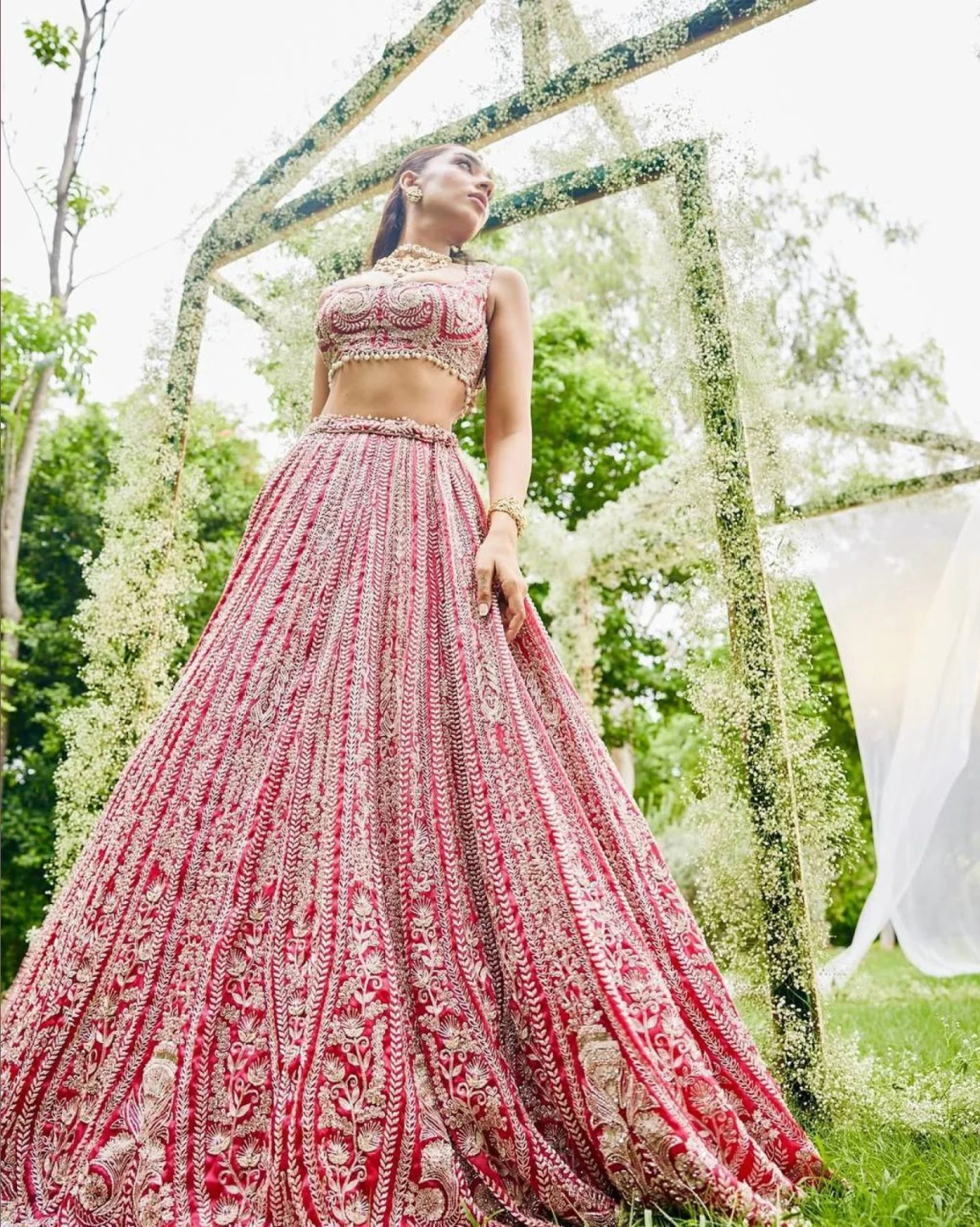 Red Trendy Designer Georgette Lehenga Choli Set Heavy Sequence & Embroidery Work With Dupatta