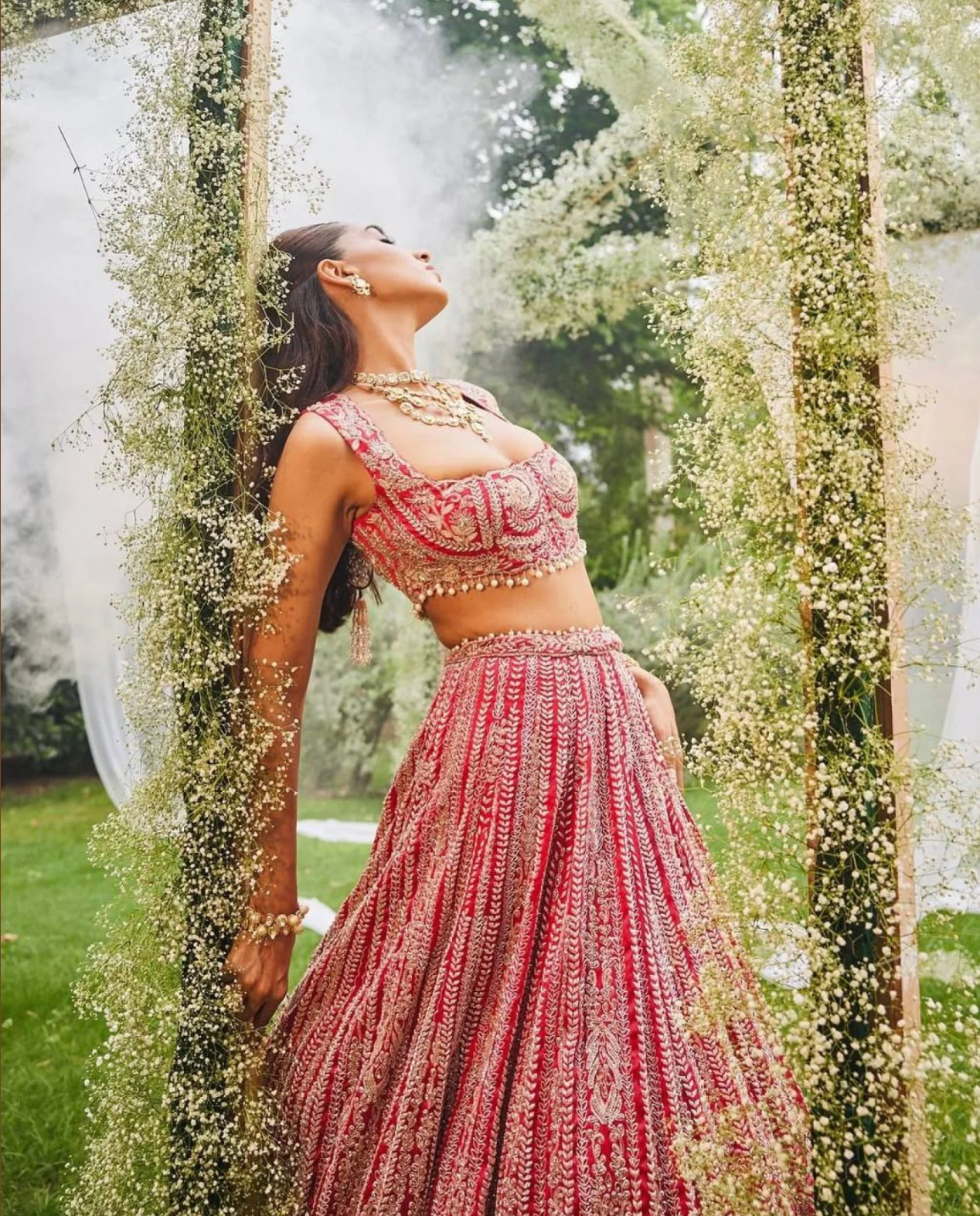Red Trendy Designer Georgette Lehenga Choli Set Heavy Sequence & Embroidery Work With Dupatta