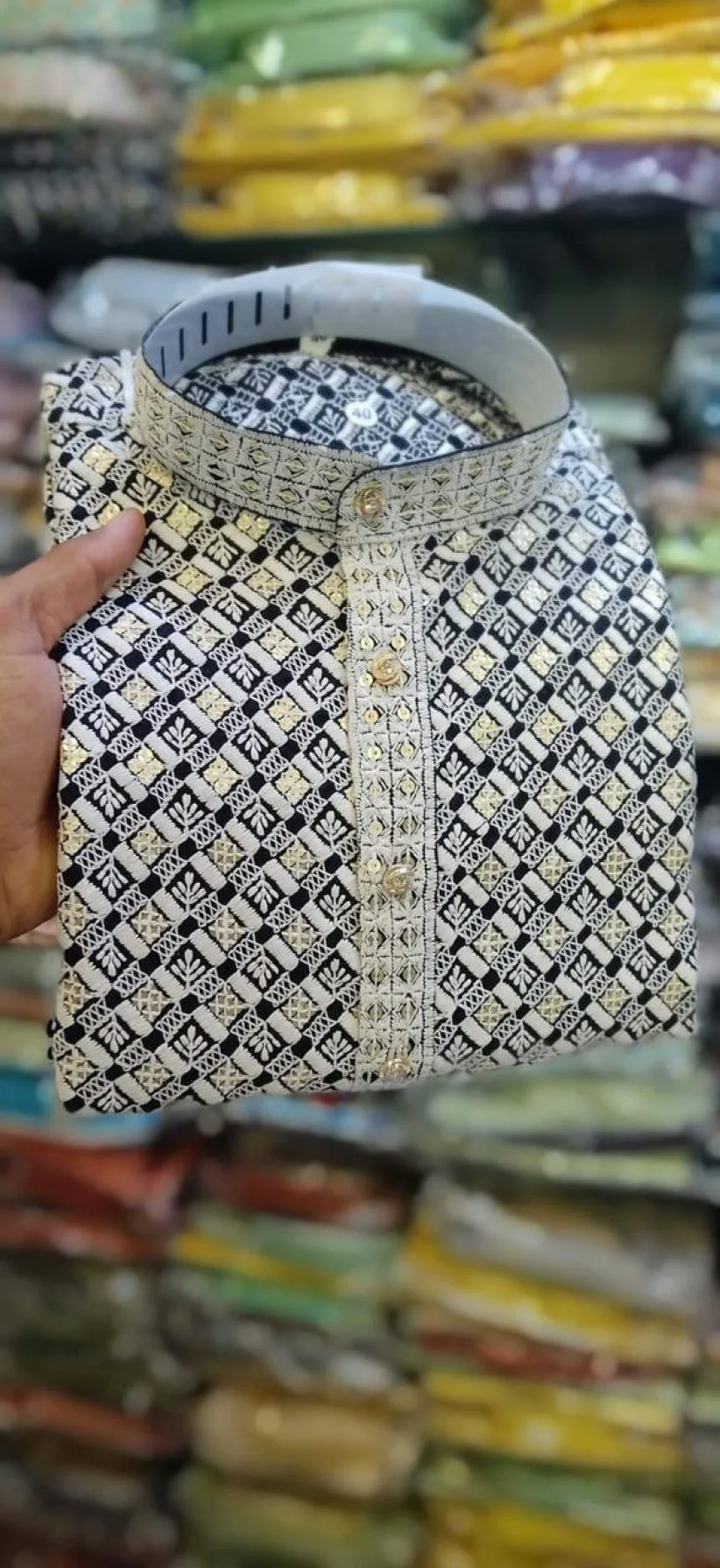 Premium Designer Kurta Pyjama Set For Men Heavy Embroidery Work With Self Lehariya Sequence