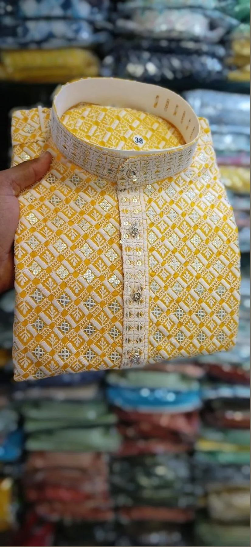 Premium Designer Kurta Pyjama Set For Men Heavy Embroidery Work With Self Lehariya Sequence