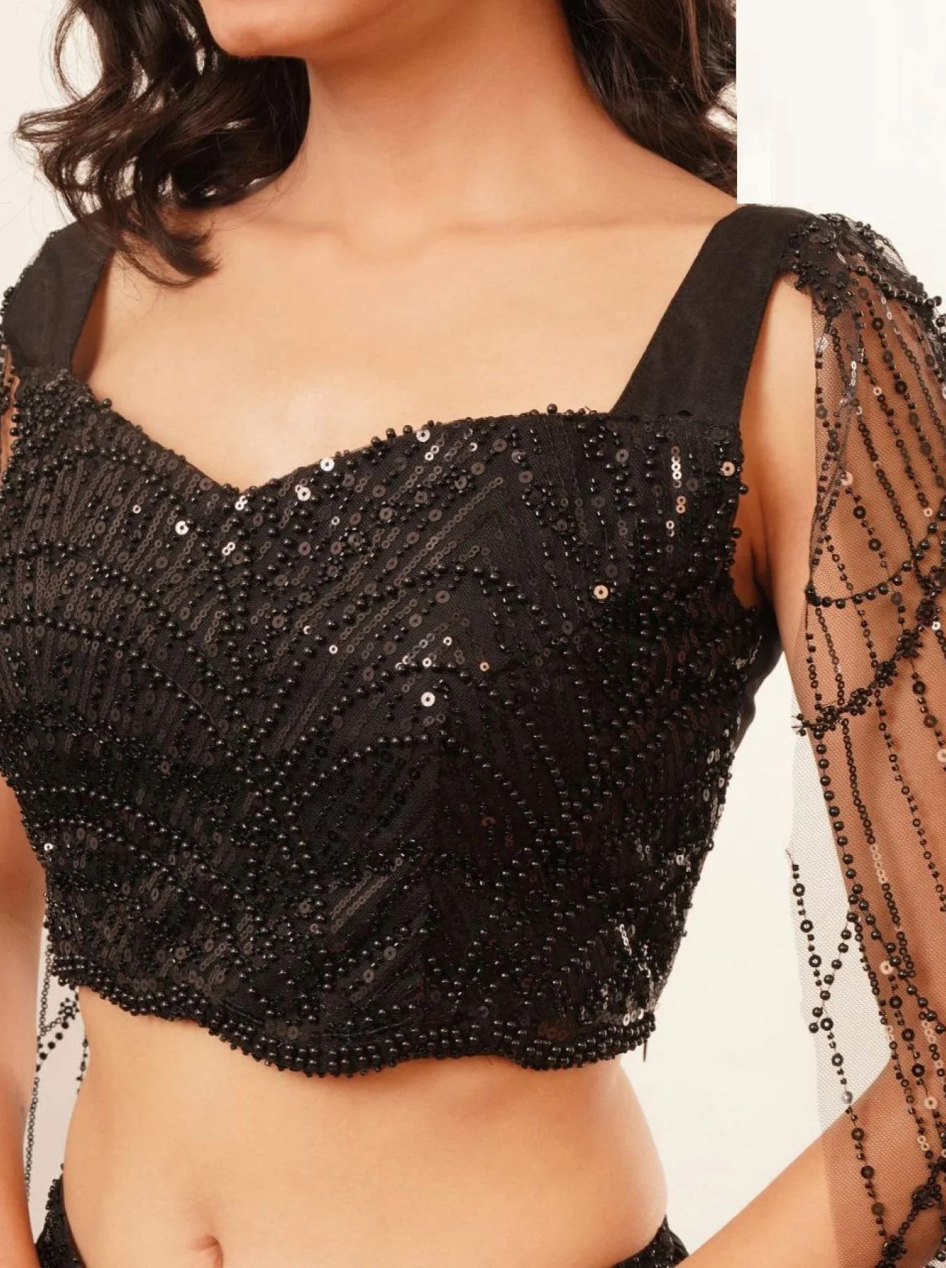 Black Crystal Lycra Indo Western Dress