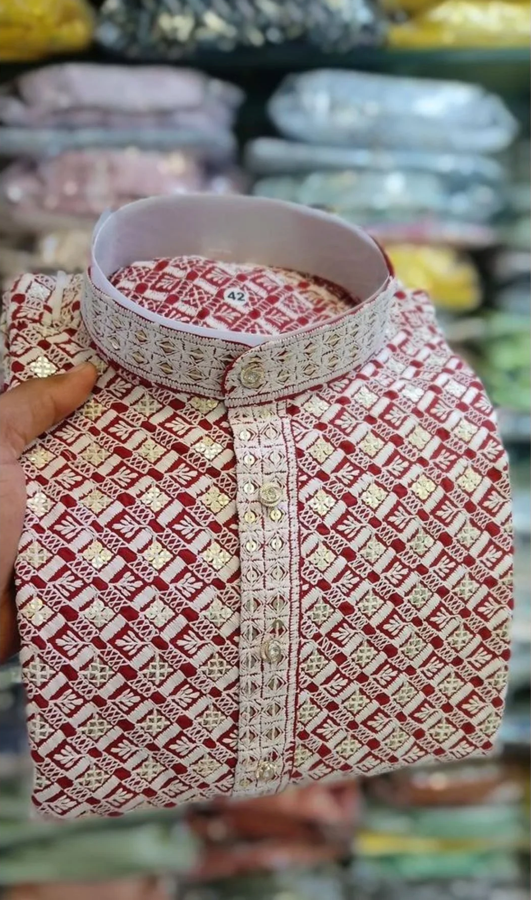 Premium Designer Kurta Pyjama Set For Men Heavy Embroidery Work With Self Lehariya Sequence