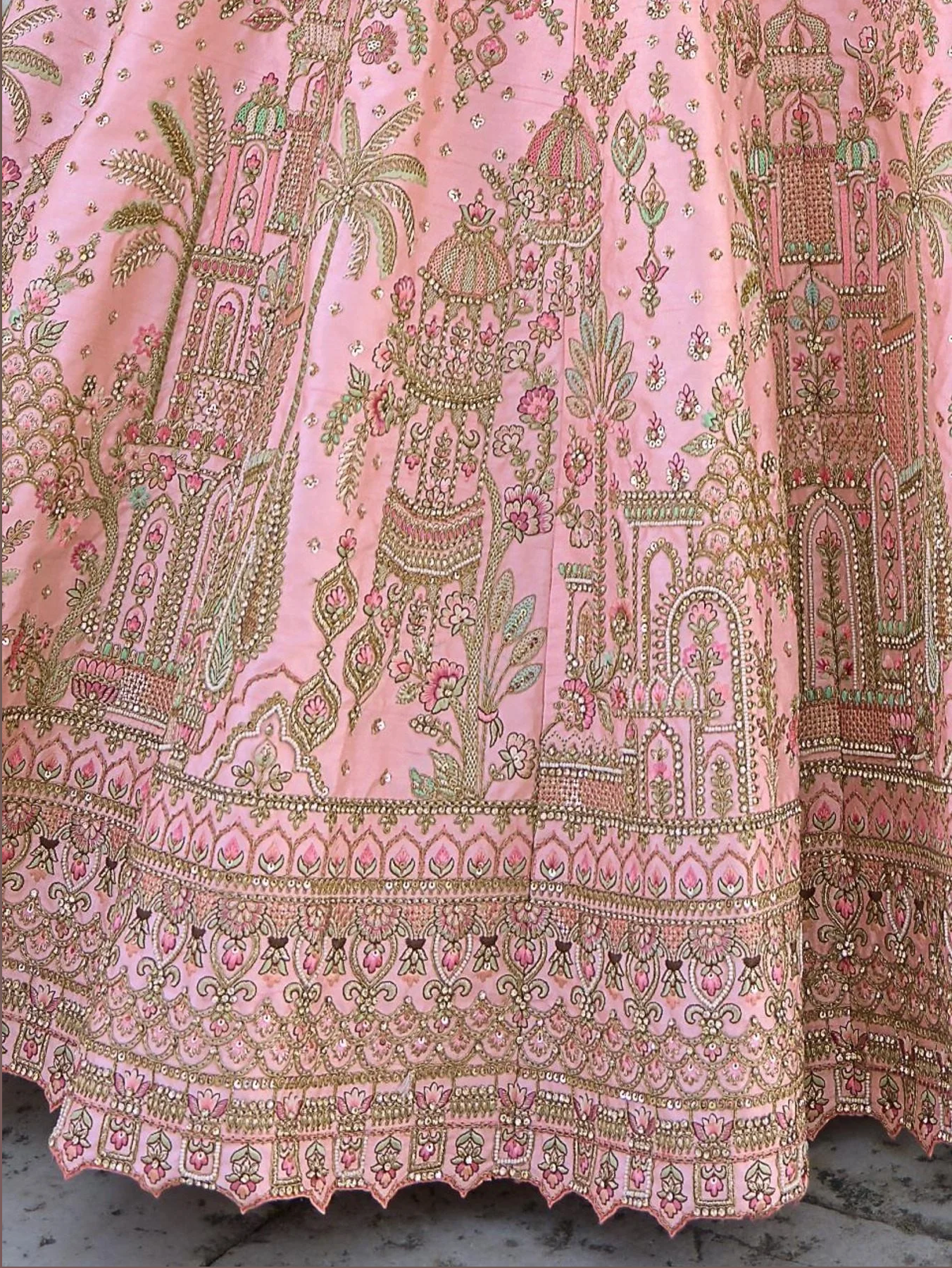Blush Silk Bridal Lehenga Set with Embellished Net Dupatta