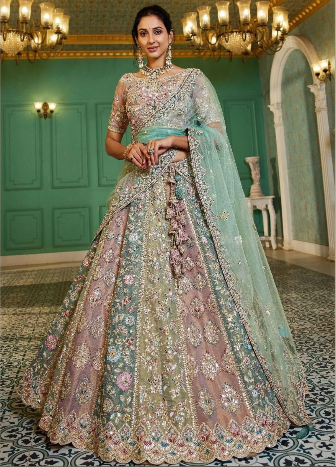 Multi-Colored Bridal Lehenga Choli – Designer Indian Wedding Outfit