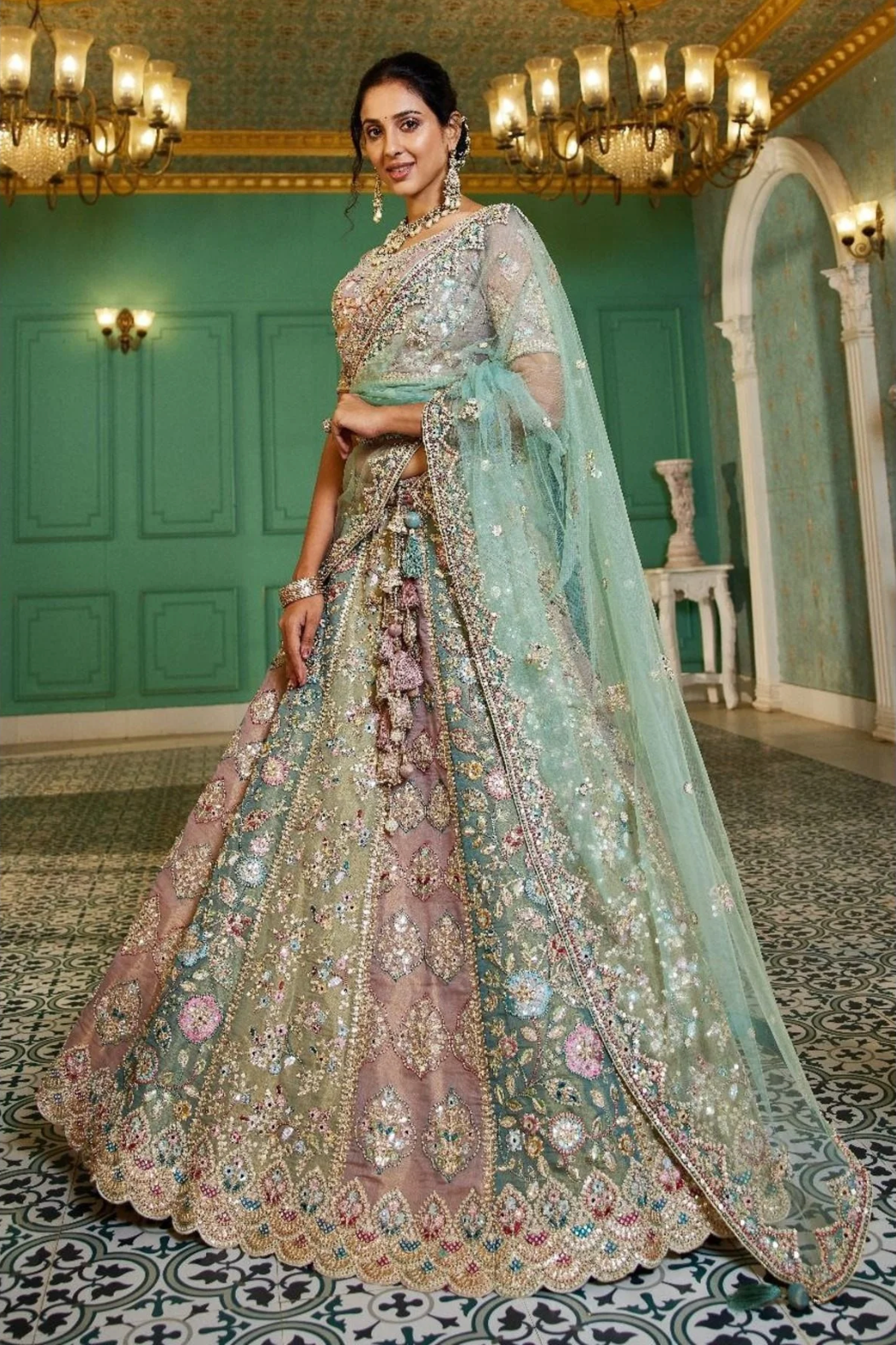 Multi-Colored Bridal Lehenga Choli – Designer Indian Wedding Outfit