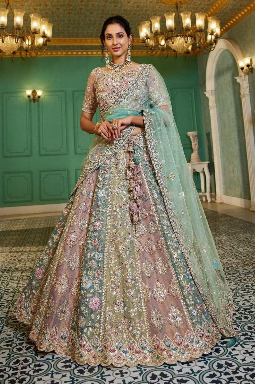 Multi-Colored Bridal Lehenga Choli – Designer Indian Wedding Outfit