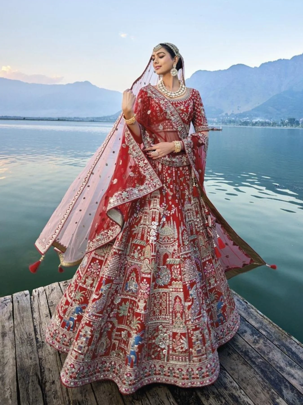 Red Silk Bridal Lehenga Choli with Heavy Net Dupatta – Designer Indian Wedding Outfit