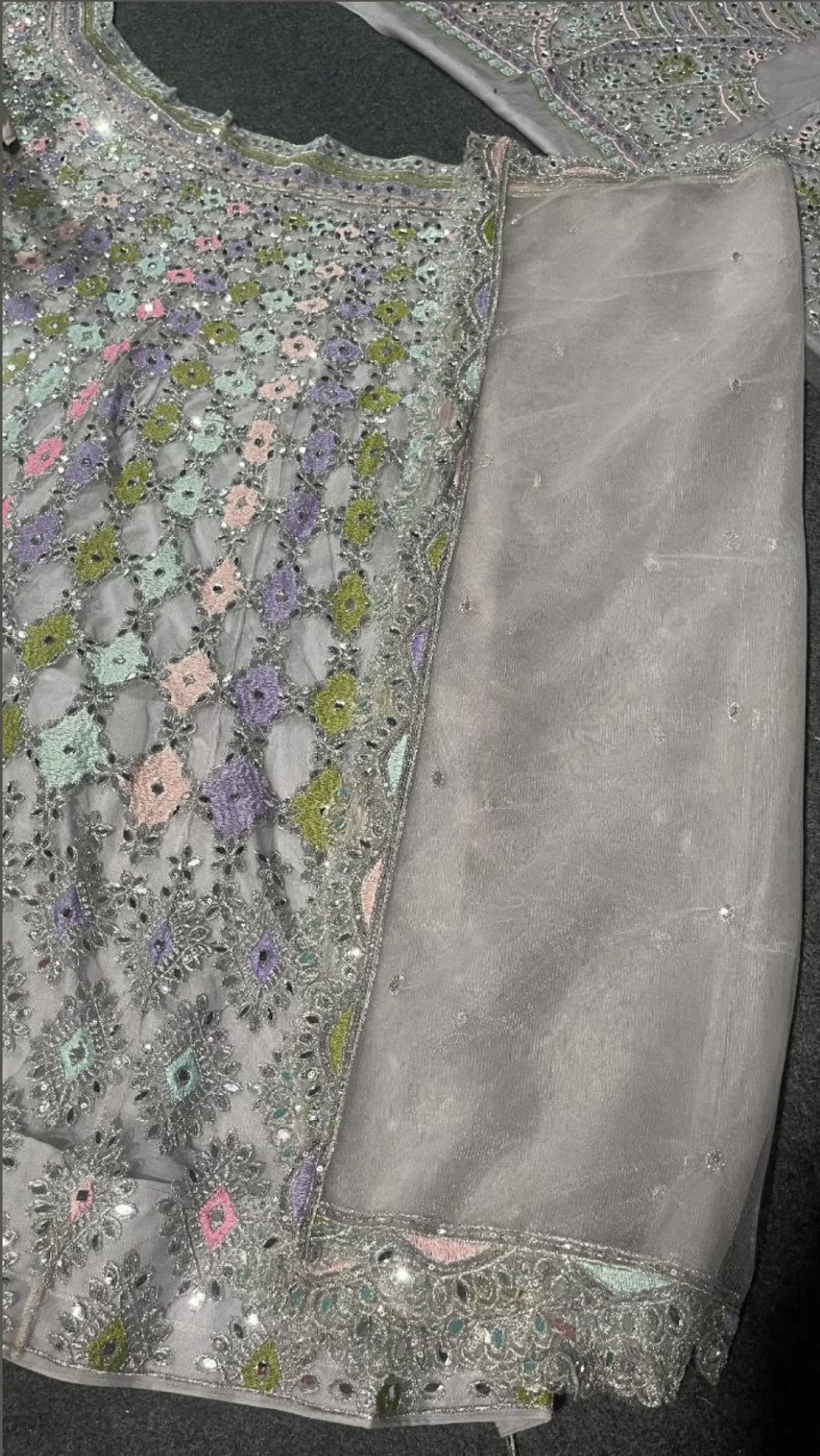Designer Real Mirror Embroidery & Sequins Work Butterfly Net Lehenga with Can-Can Canvas Layers