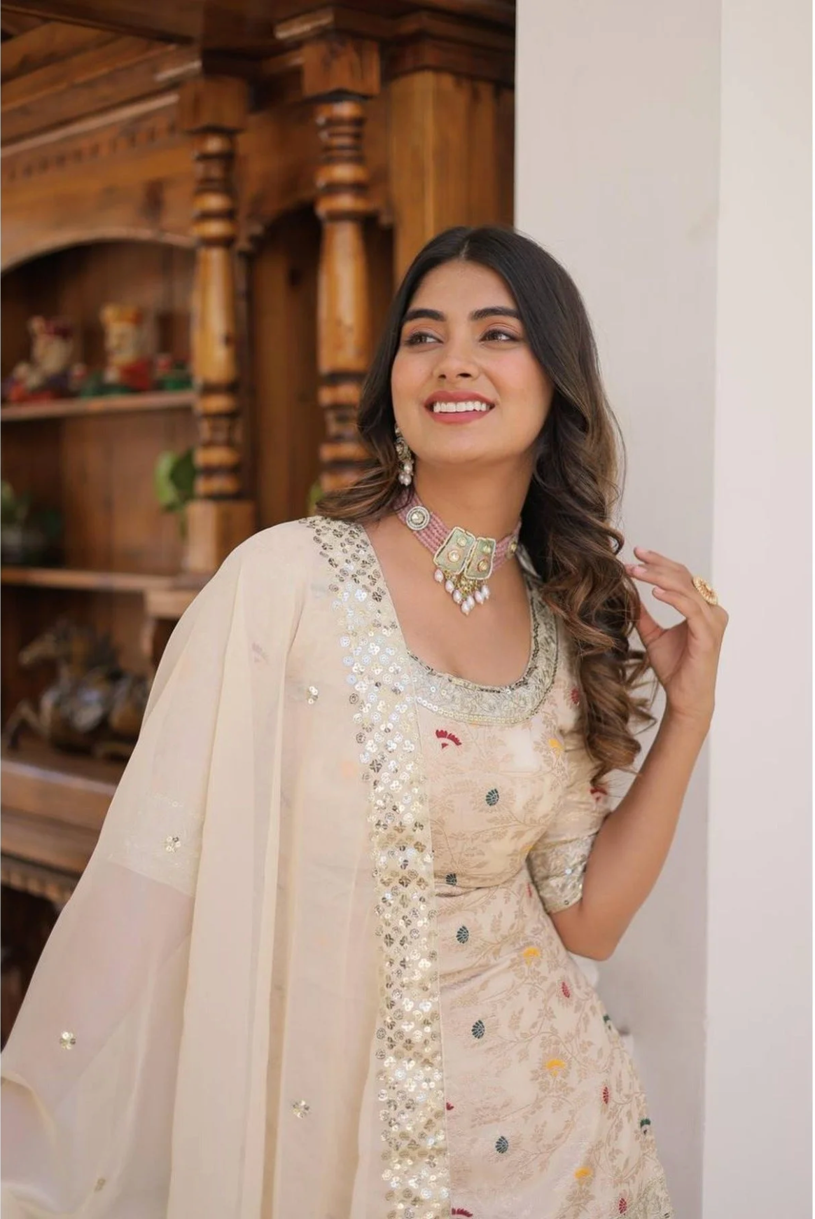 Ready To Wear Wine Kurti Gharara In Viscose Jacquerd And Embroidery Sequence Work