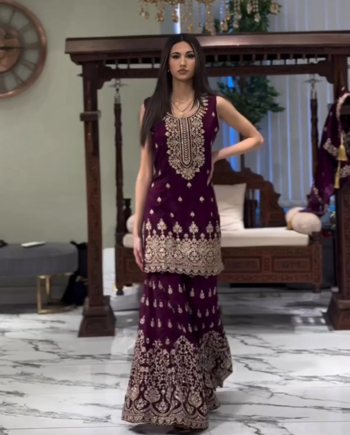 Festive Fox Georgette Sharara Suit with Heavy Sequence Embroidery & Dupatta