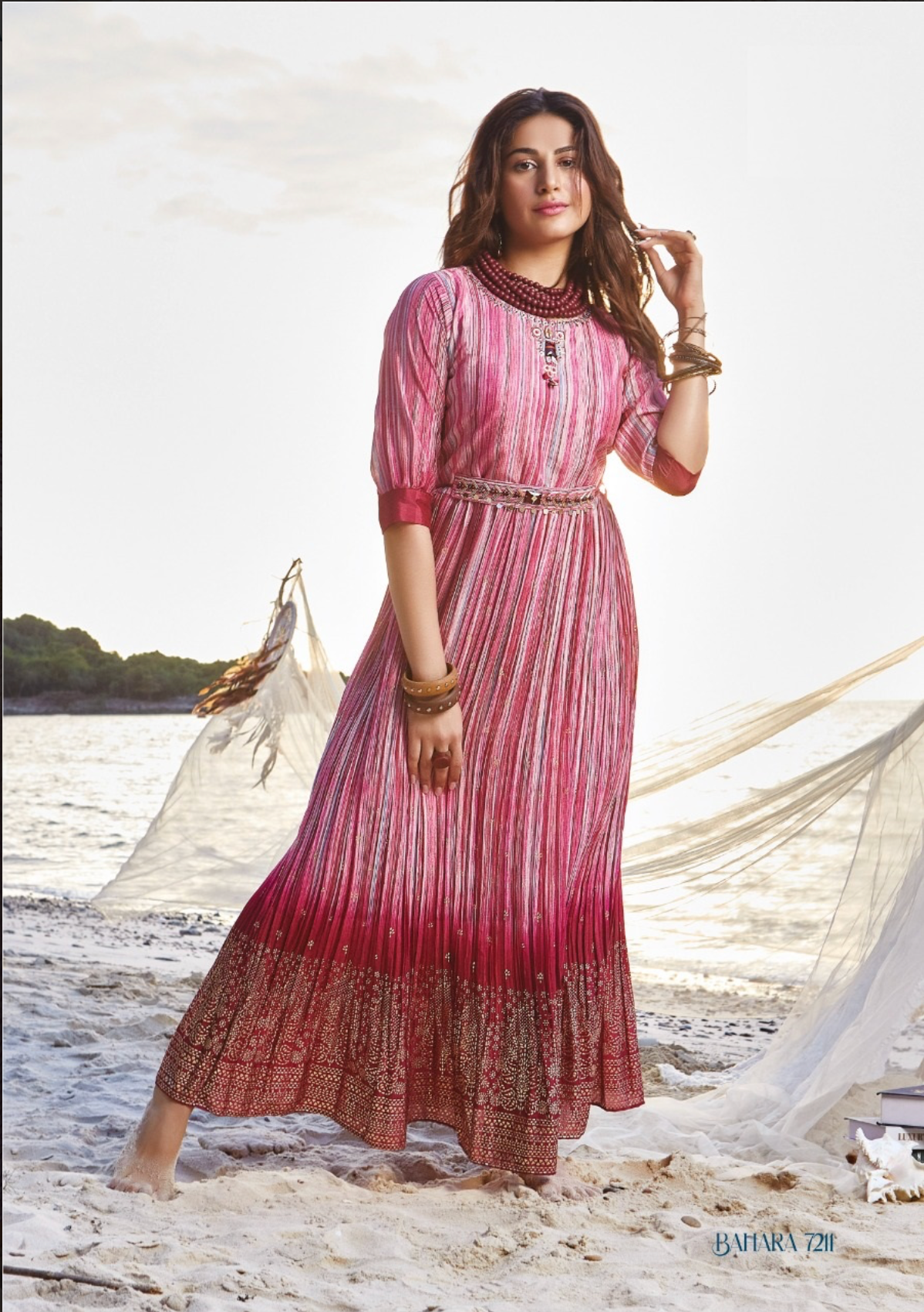 Pure Georgette With Traditional Print And Handwork Flared Designer Gown