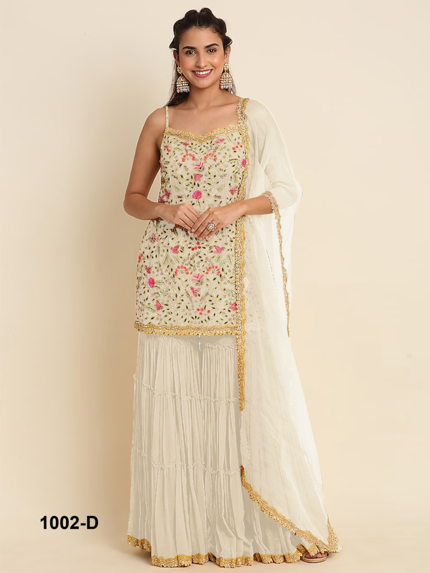 Heavy Fox Georgette Palazzo Suit with Embroidery & Sequins Work