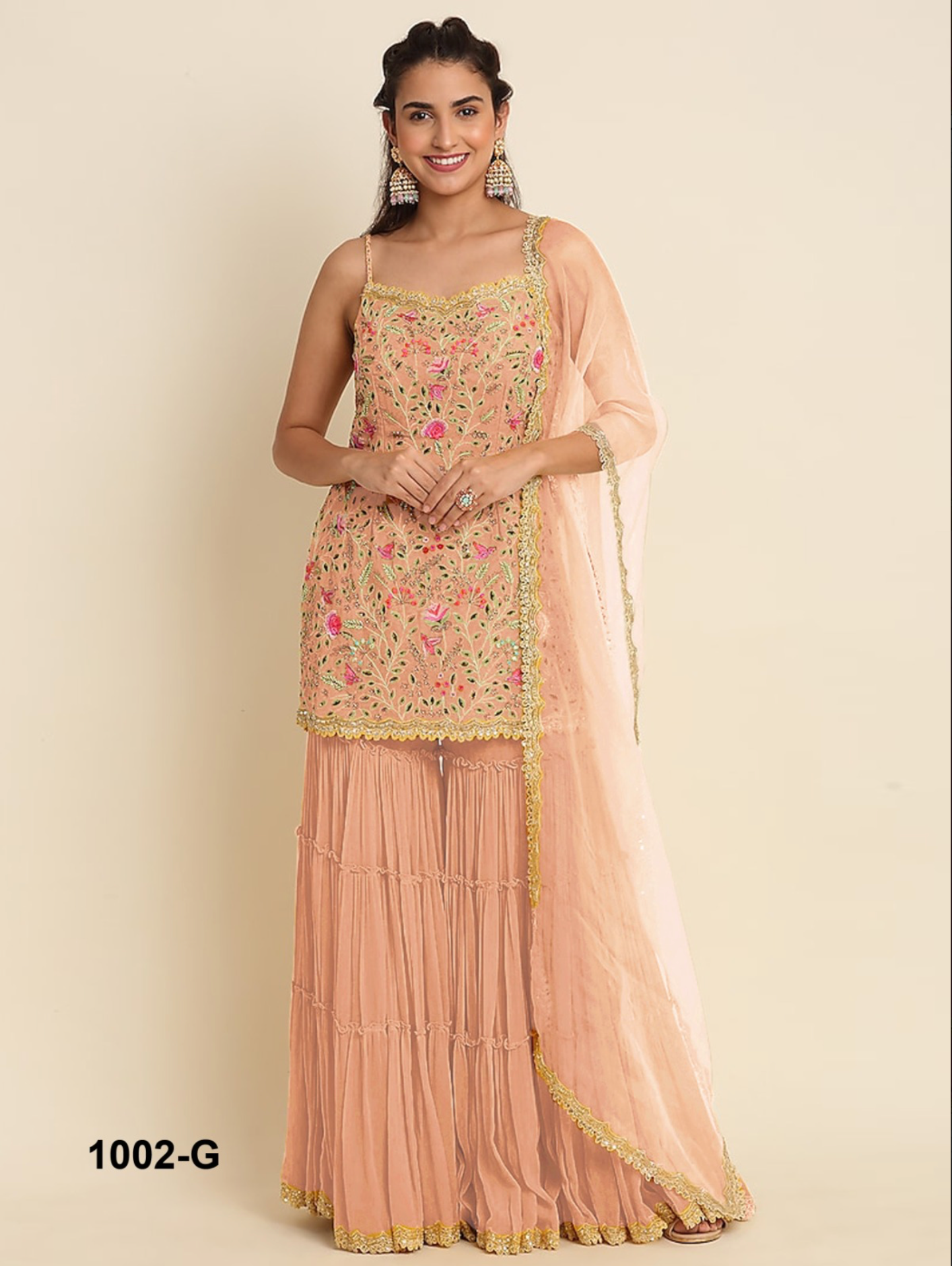 Heavy Fox Georgette Palazzo Suit with Embroidery & Sequins Work
