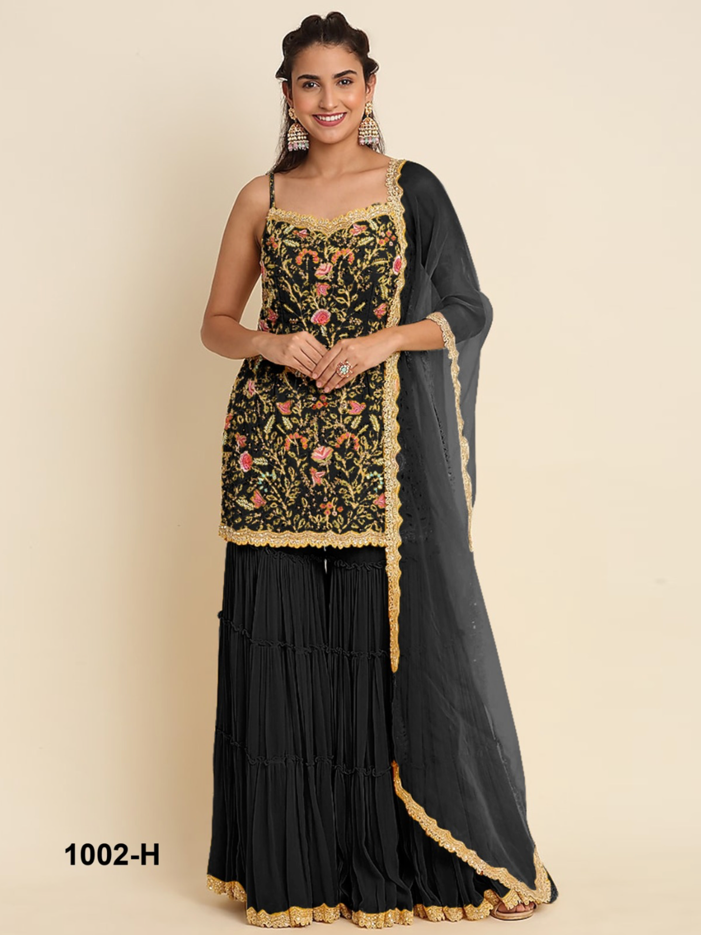 Heavy Fox Georgette Palazzo Suit with Embroidery & Sequins Work