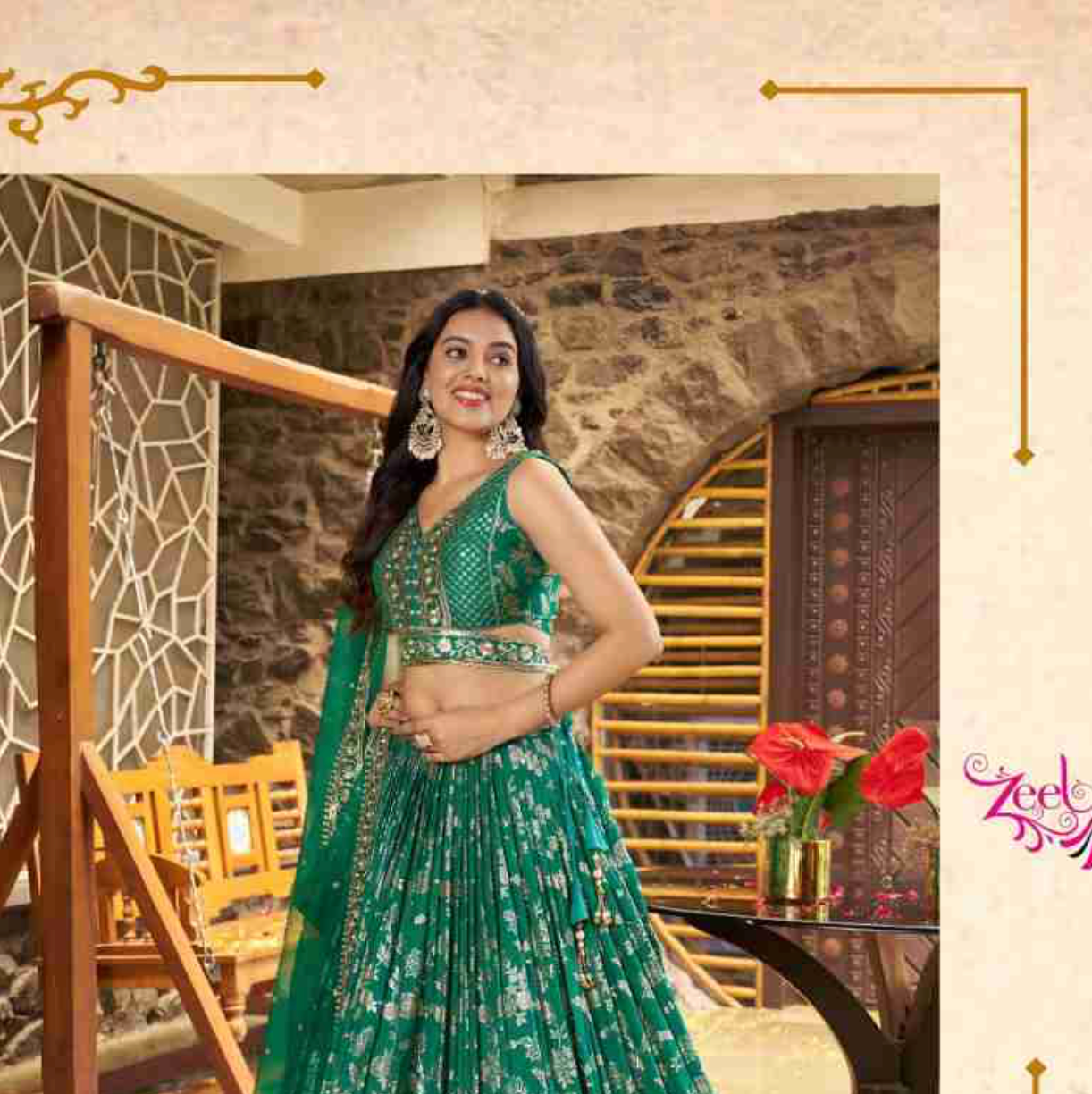 Dola Silk Jacquard Embroidery Work Lehenga Choli with Organza Dupatta