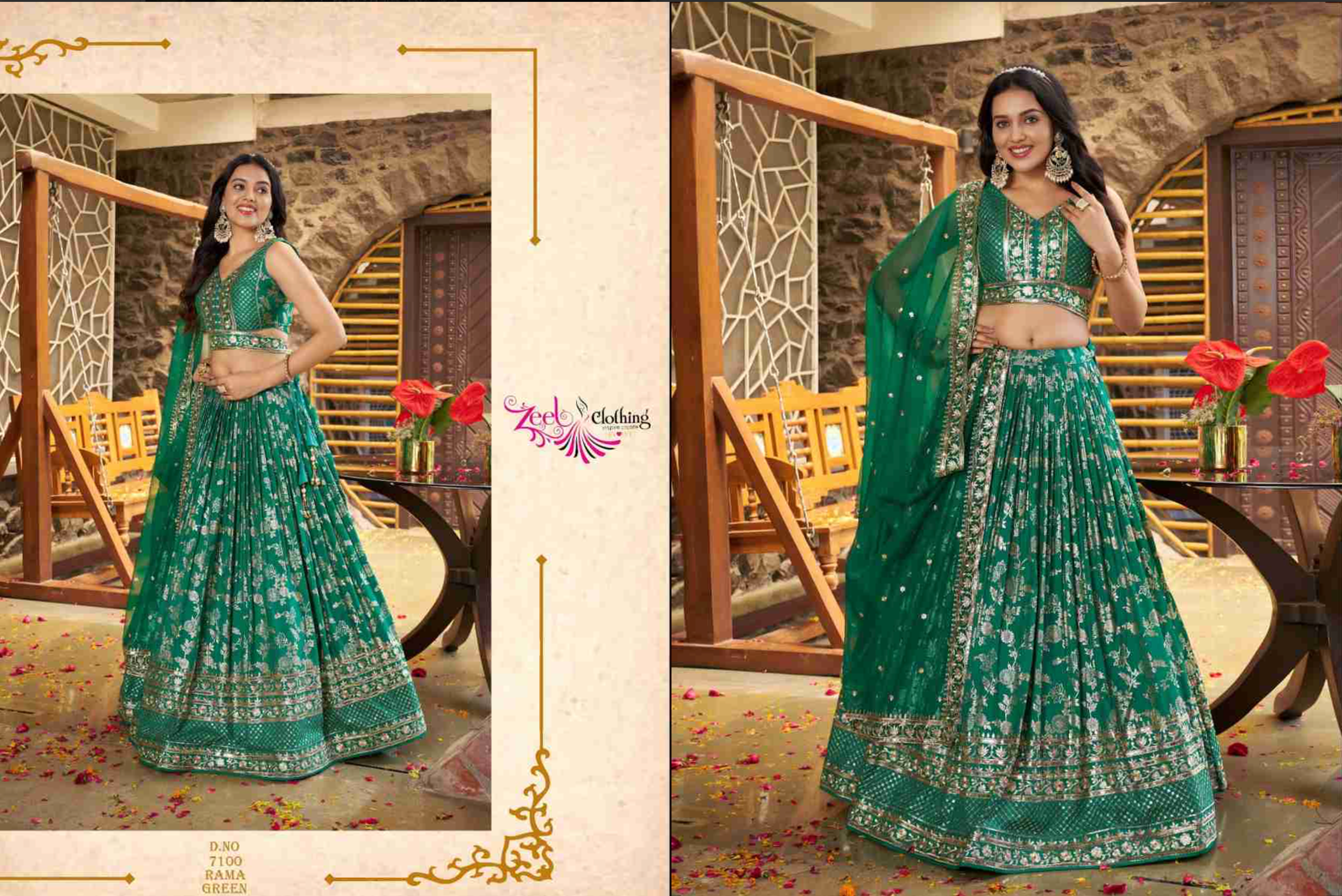 Dola Silk Jacquard Embroidery Work Lehenga Choli with Organza Dupatta
