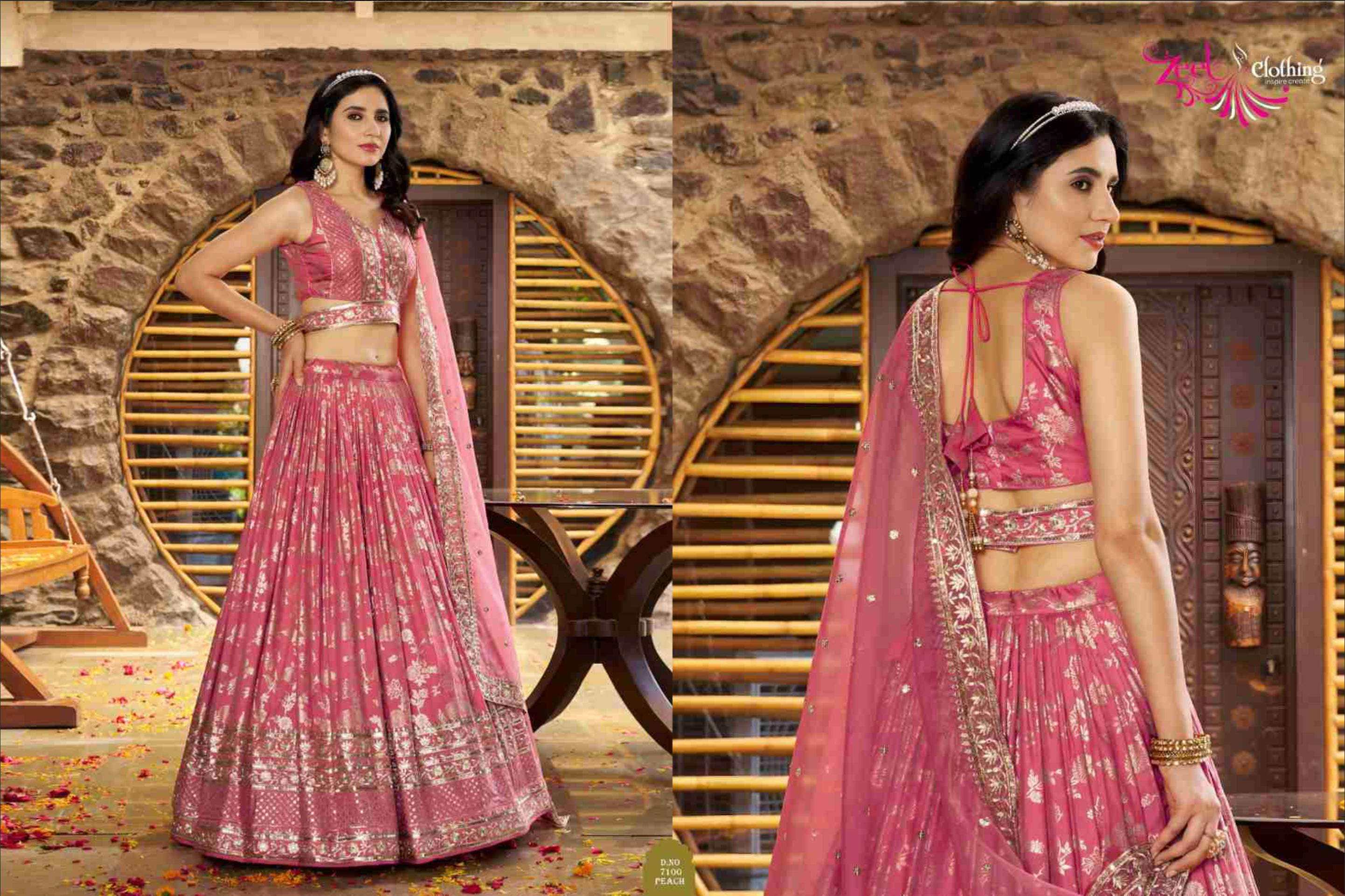 Dola Silk Jacquard Embroidery Work Lehenga Choli with Organza Dupatta
