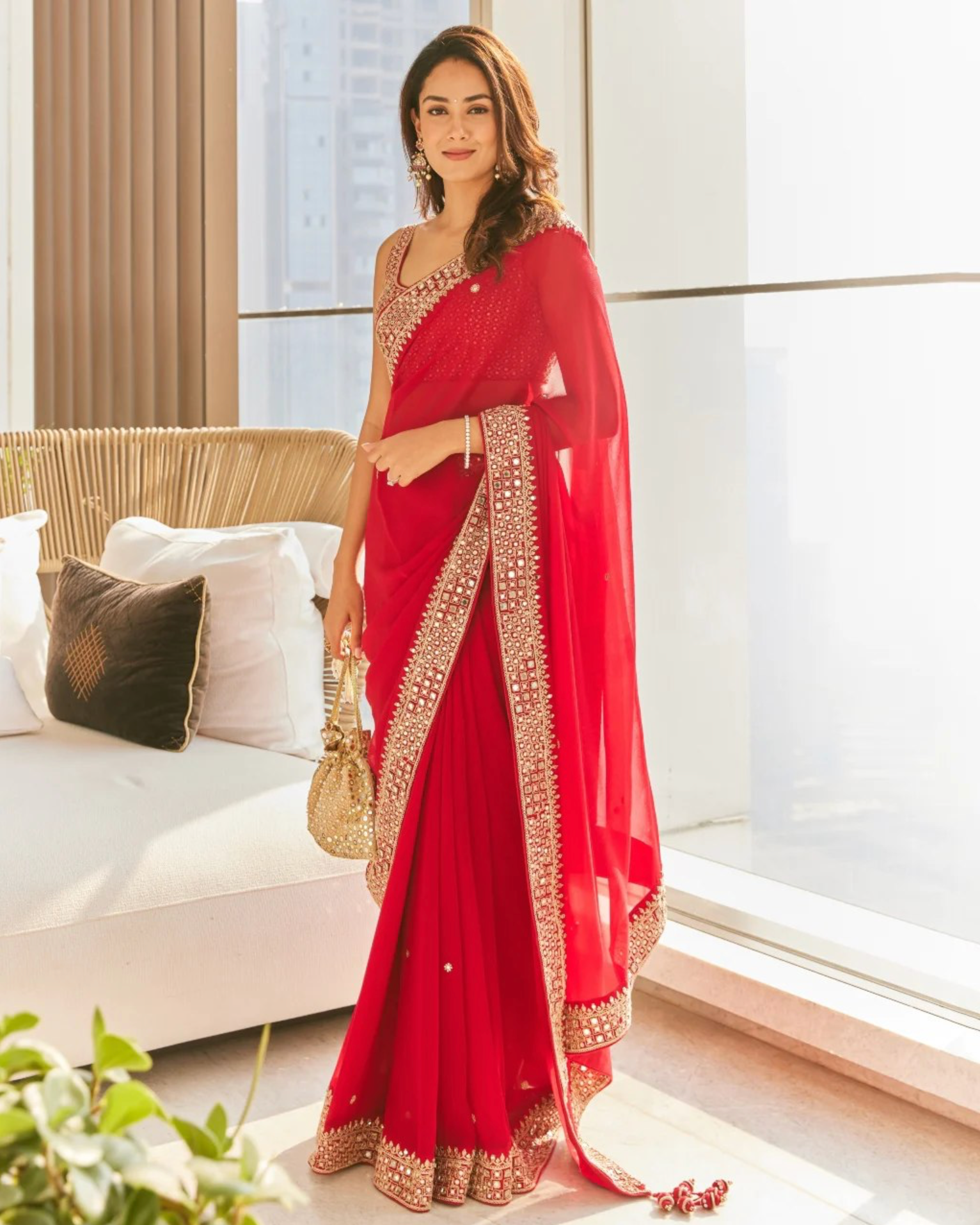 Fancy Dori Thread & Sequin Work Saree with Handcrafted Butti & Moti Detailing