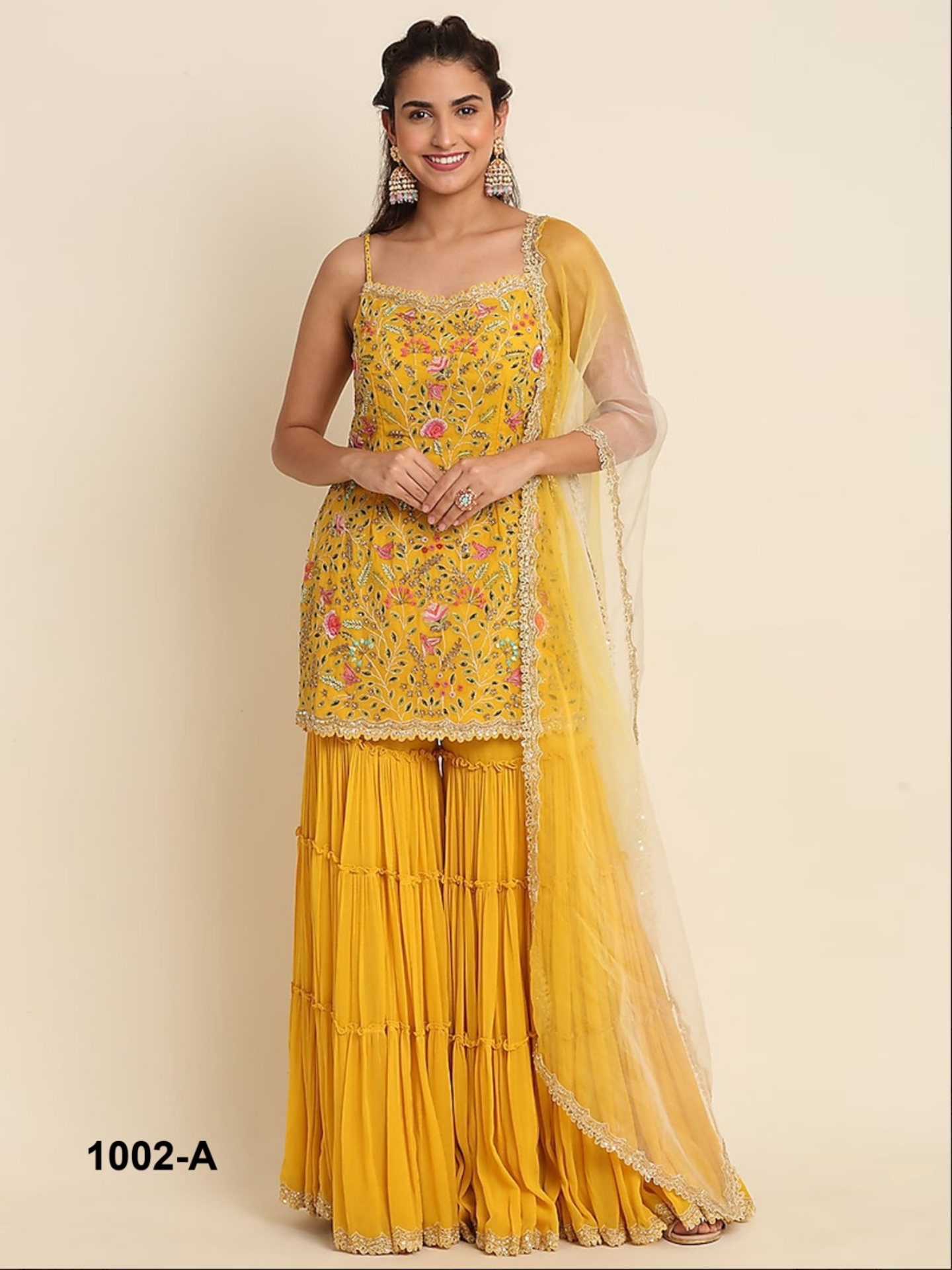 Heavy Fox Georgette Palazzo Suit with Embroidery & Sequins Work