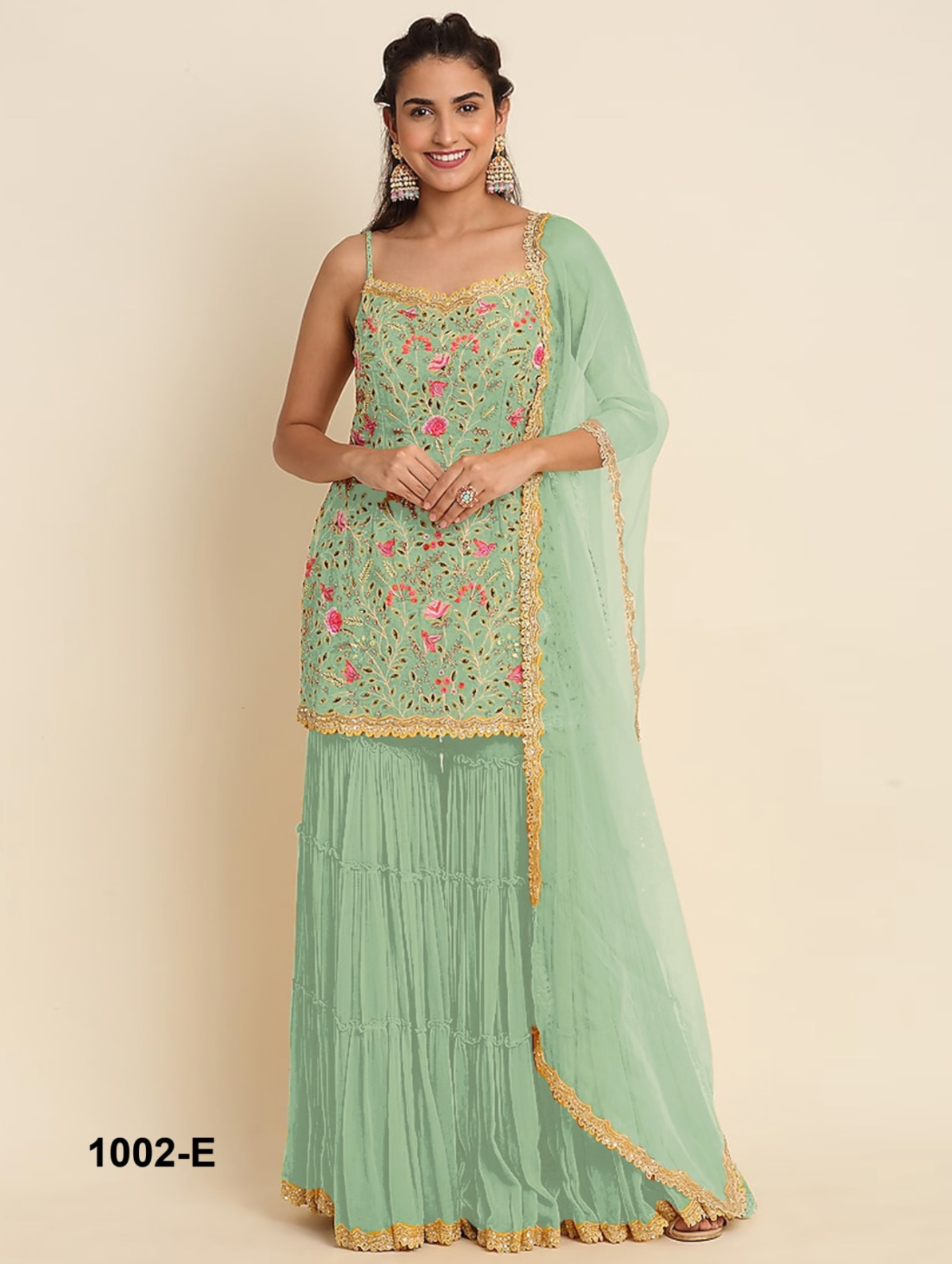 Heavy Fox Georgette Palazzo Suit with Embroidery & Sequins Work