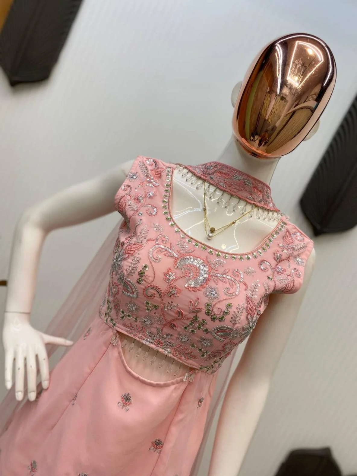 Flowy Festive Glam in Soft Peach | Designer Georgette Palazzo Suit with Net Dupatta
