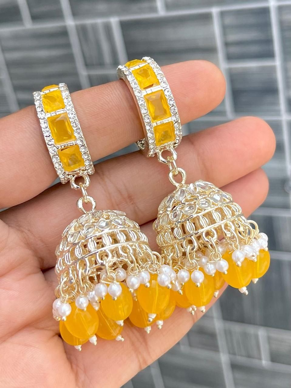 Premium Kundan Bali‑Style Earrings – Vibrant Color Collection