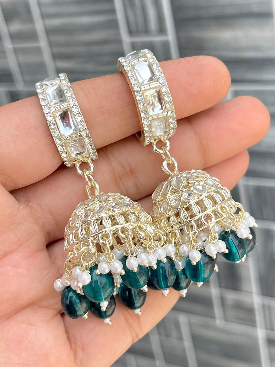 Premium Kundan Bali‑Style Earrings – Vibrant Color Collection
