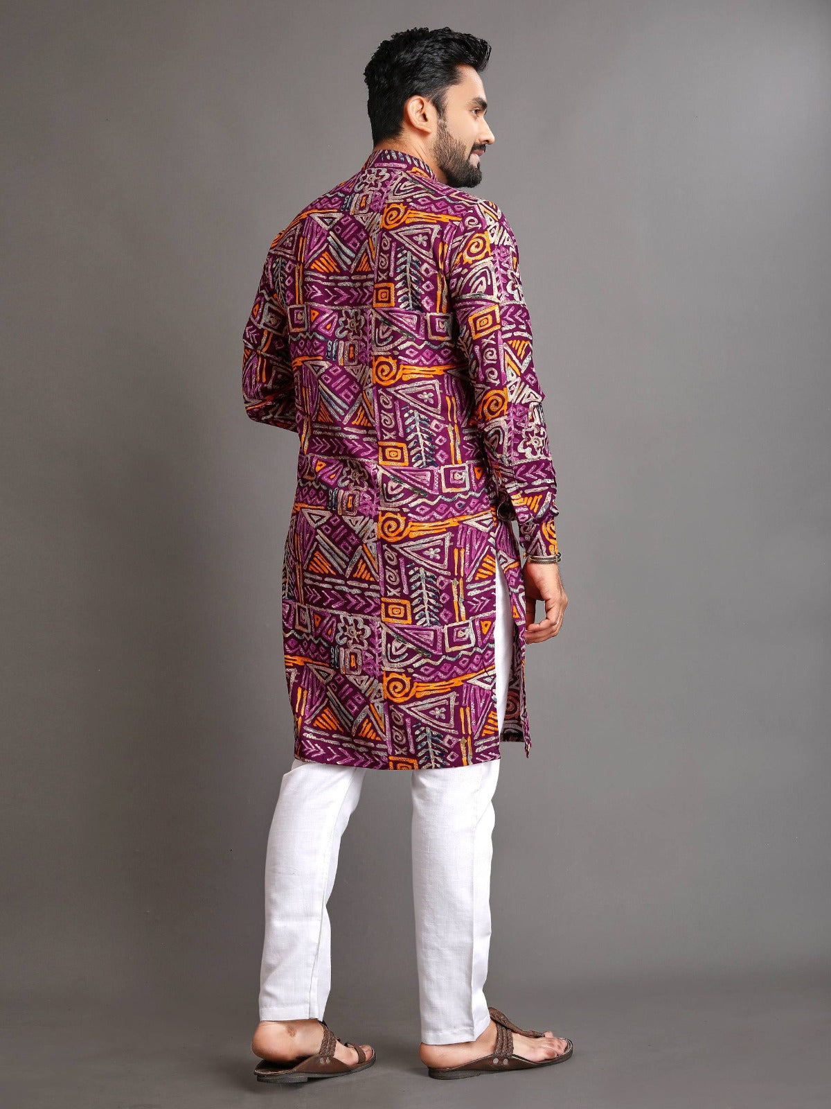 Men’s Multicolor Foil Print Kurta Pajama Set