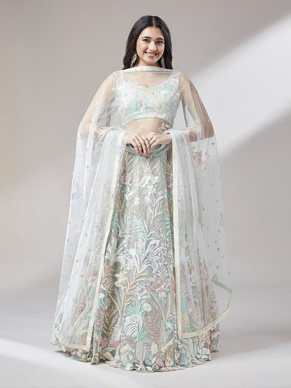 Regal Multicolor Embroidered Net Lehenga Set