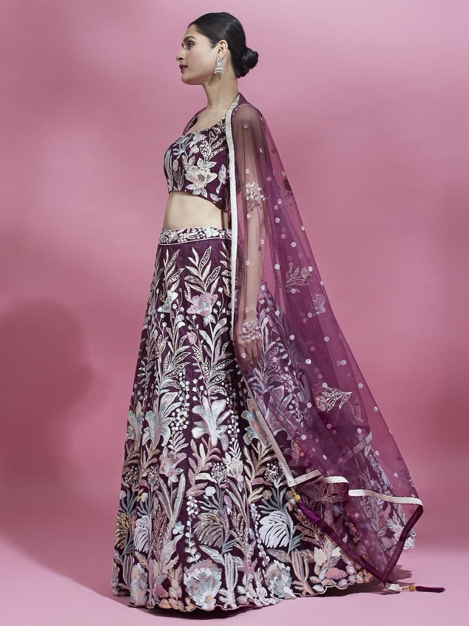 Regal Multicolor Embroidered Net Lehenga Set