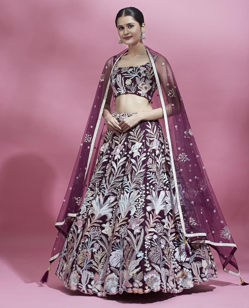 Regal Multicolor Embroidered Net Lehenga Set