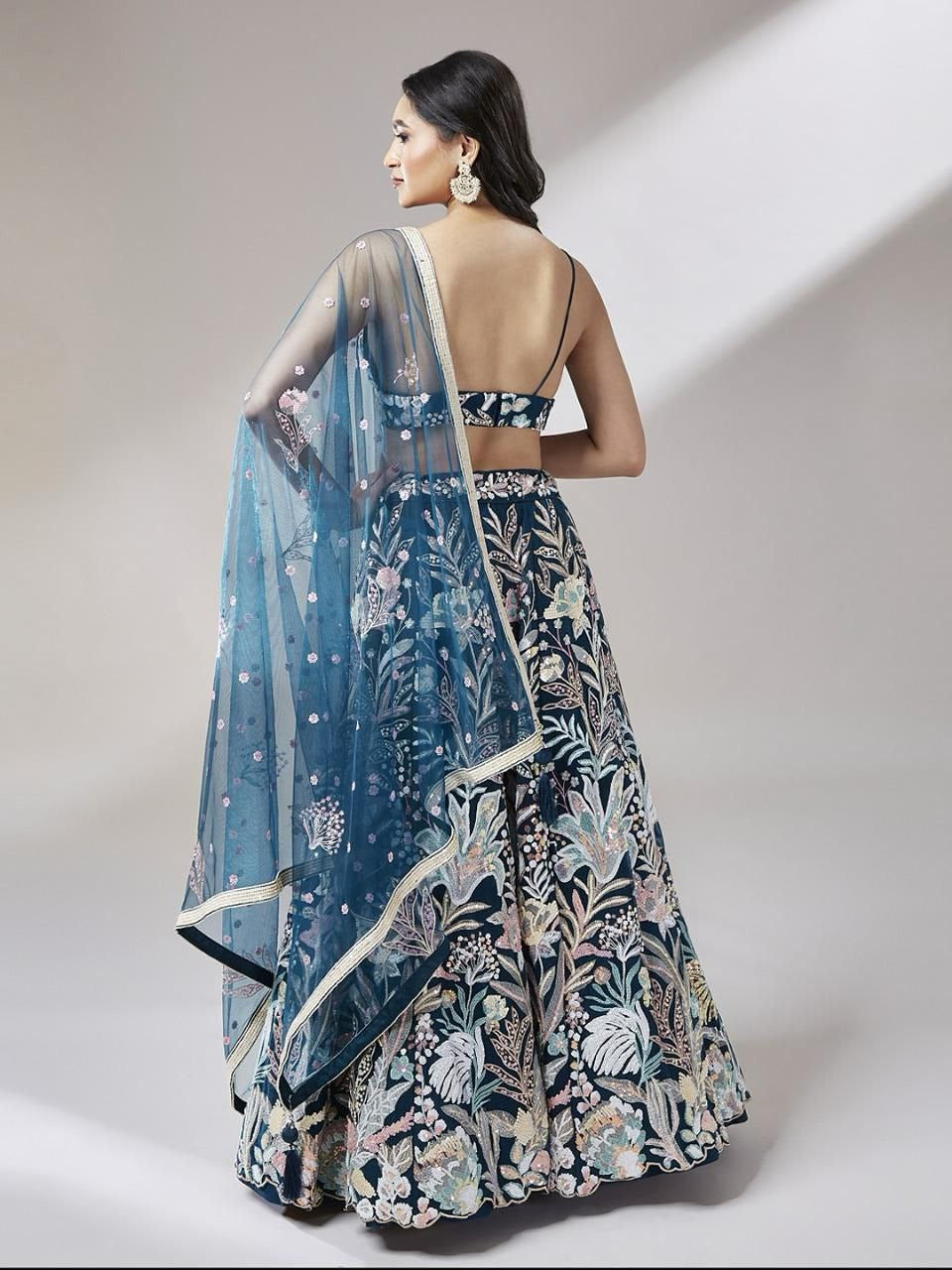 Regal Multicolor Embroidered Net Lehenga Set