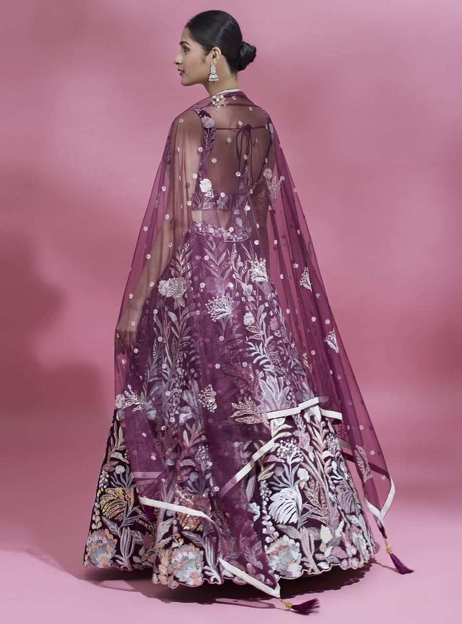 Regal Multicolor Embroidered Net Lehenga Set