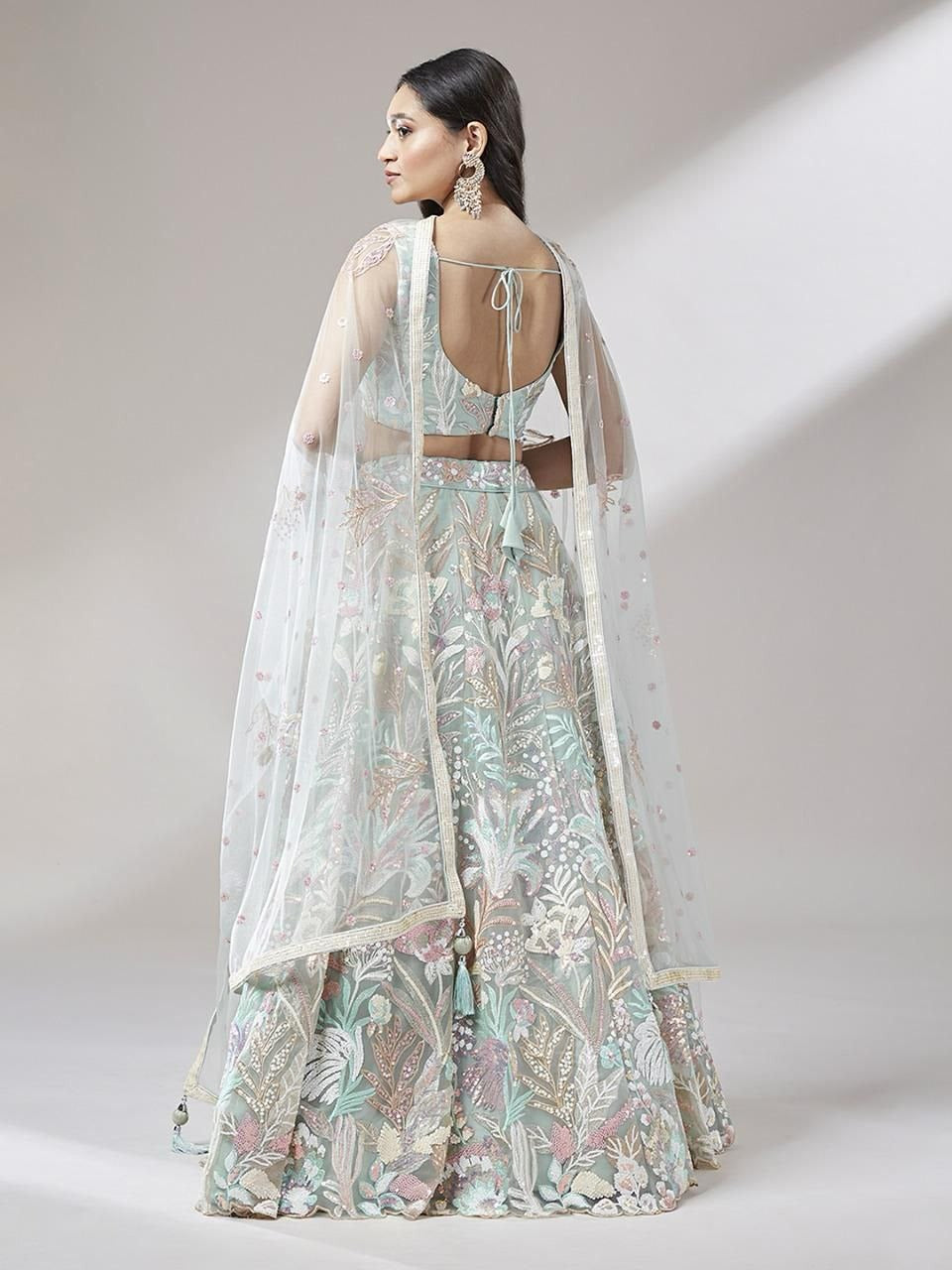Regal Multicolor Embroidered Net Lehenga Set