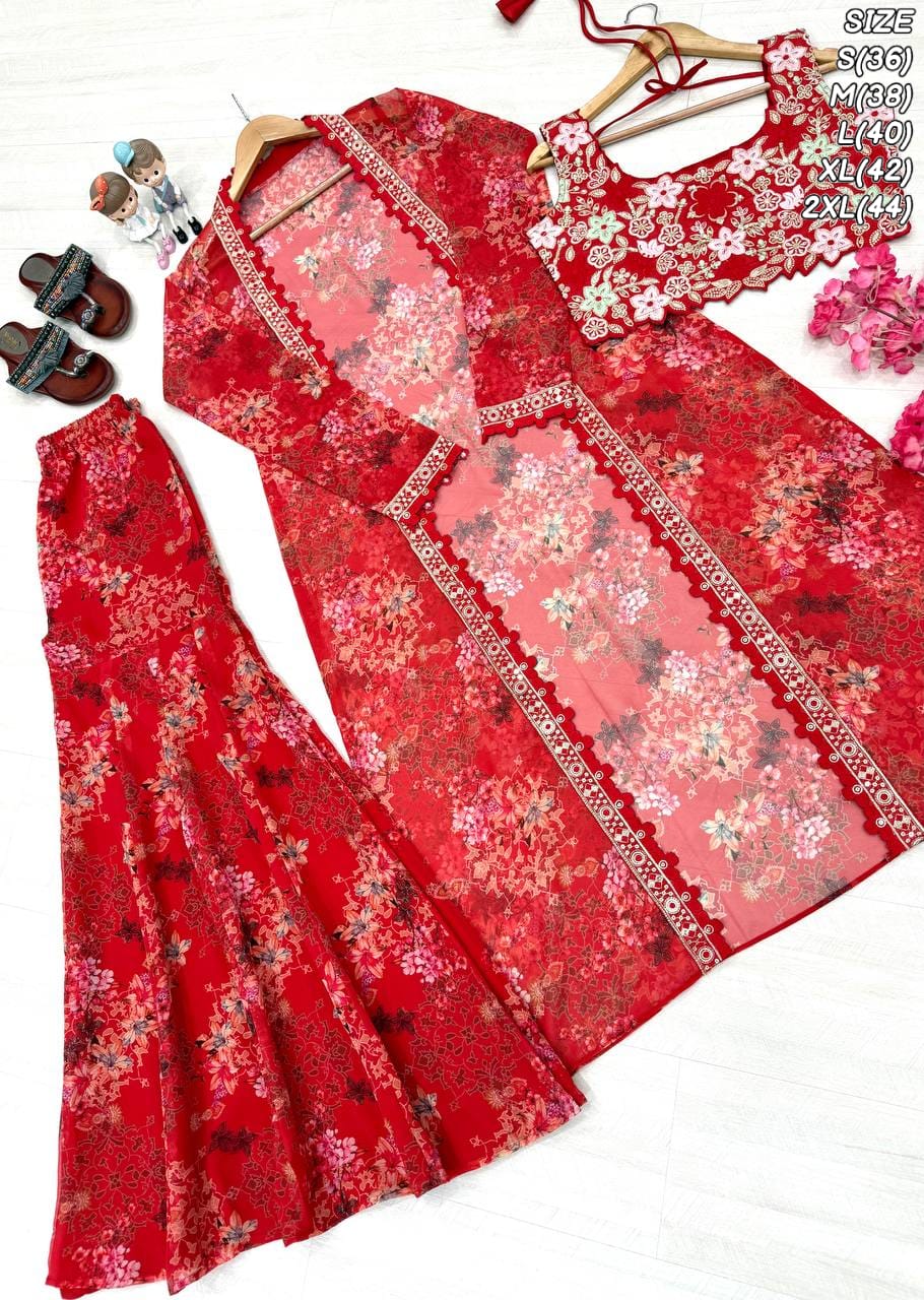 Bollywood-Inspired Indo-Western Koti, Plazo Blouse Set