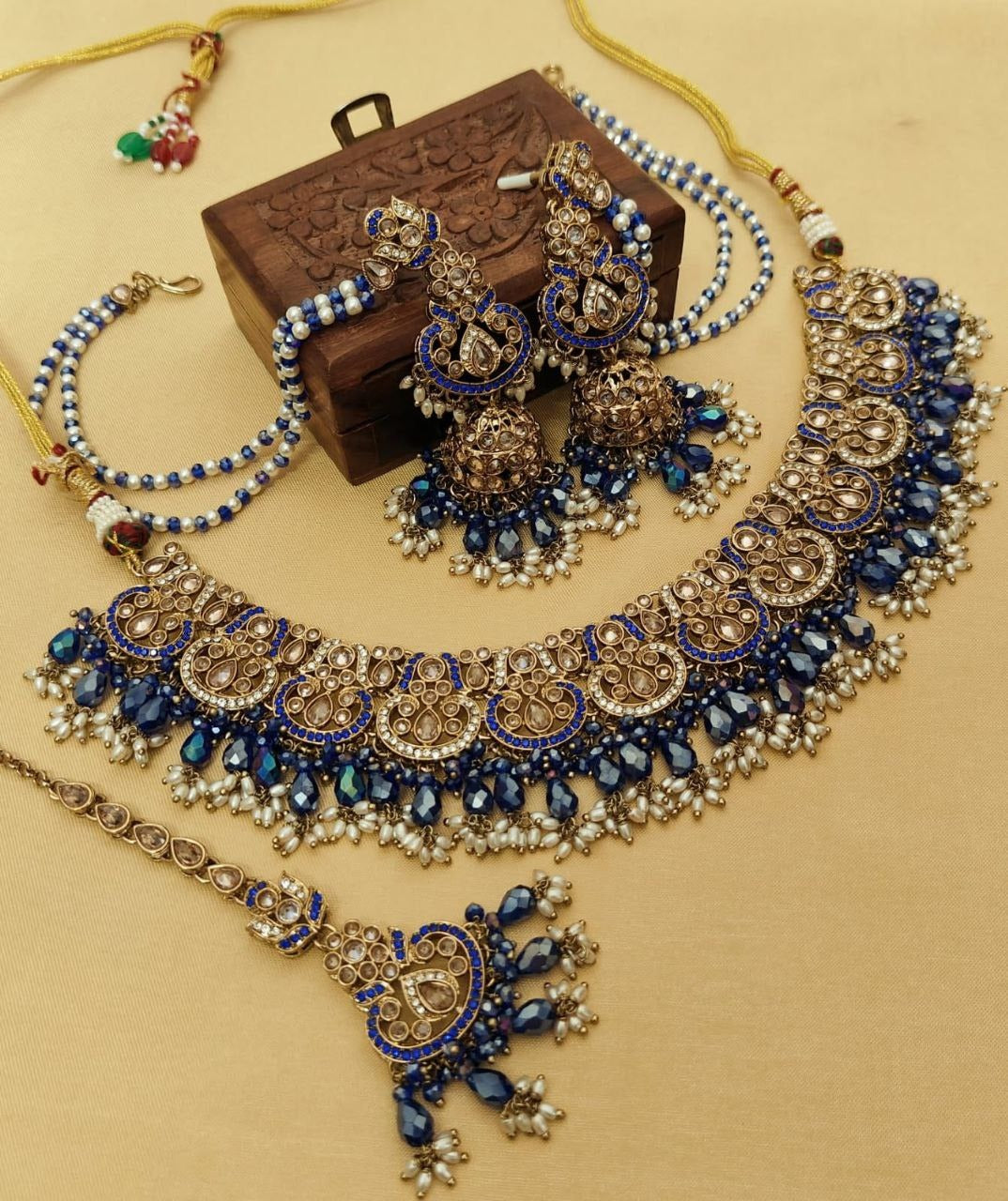 Exquisite Monalisa & Reverse AD Stone Work Jhumka & Tikka Set – Gold Plated Elegance in Stunning Colors